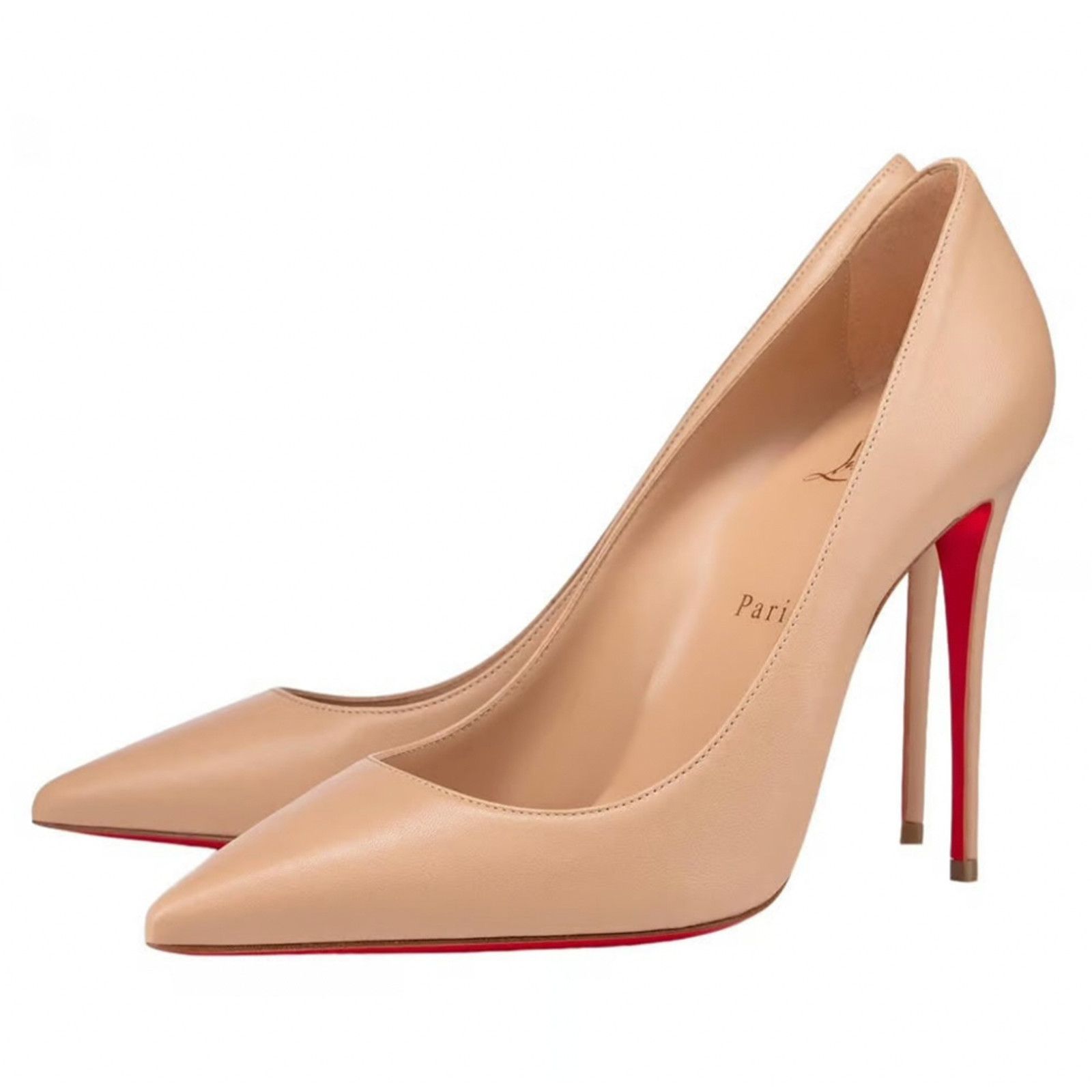 Christian Louboutin Kate 100 Nude Nappa Leather Pointed Classic Heel Pump 39 Size US 9 / IT 39 - 1 Thumbnail