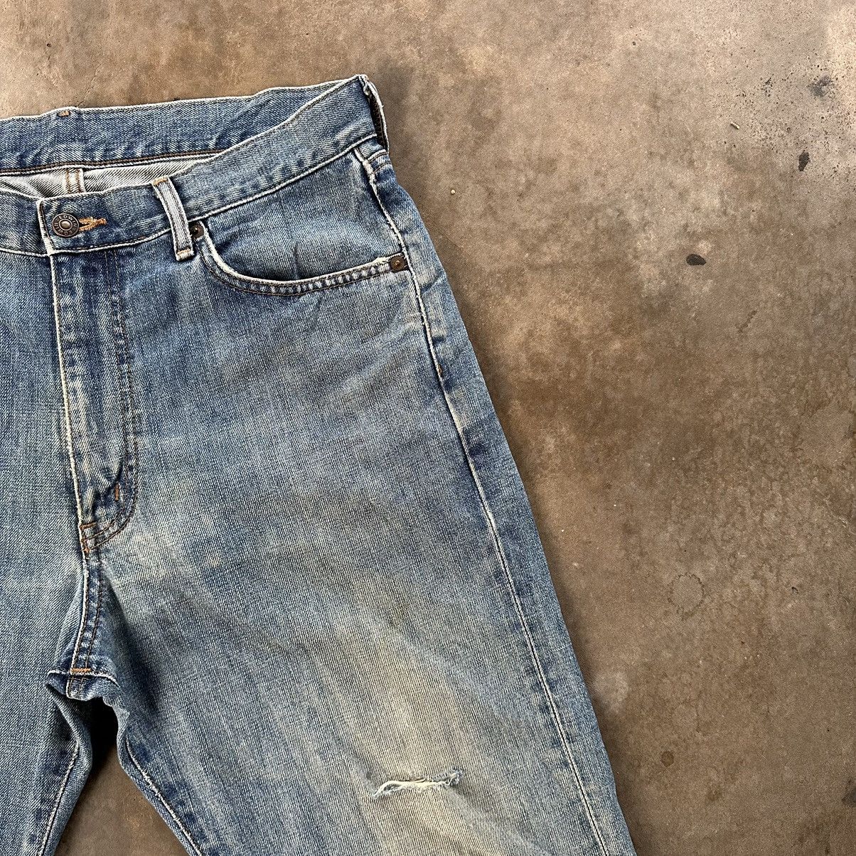 Japanese Brand Vintage Edwin Faded Distressed Sick Denim Jean Pant W33 Size US 33 - 4 Thumbnail