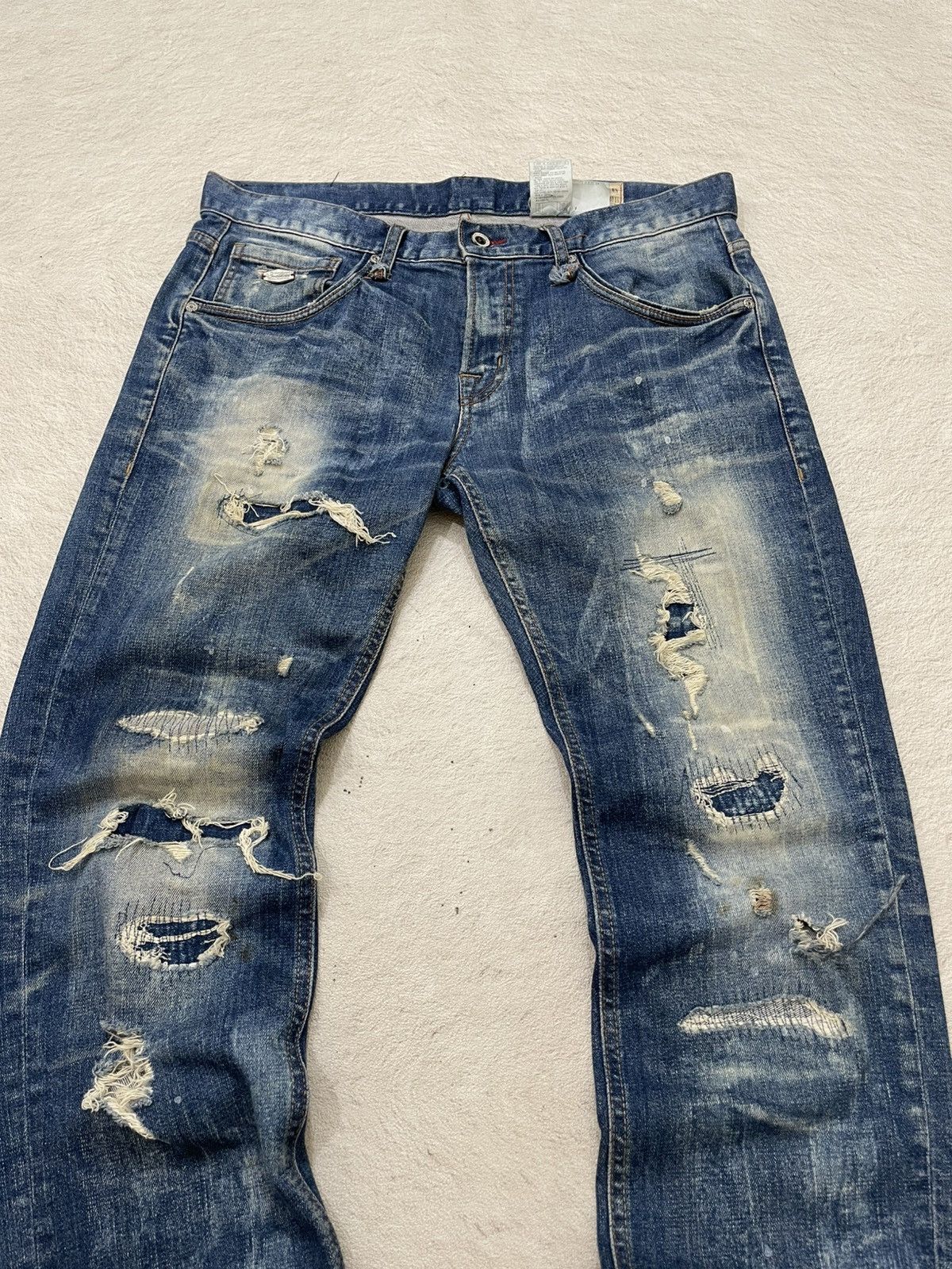 Japanese Brand 2000s Buckaroo Heavy Distressed Denim Ripped Jeans Wash LGB Size US 35 - 2 Thumbnail