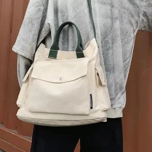 Canvas Casual Messenger Bag in White, Men's