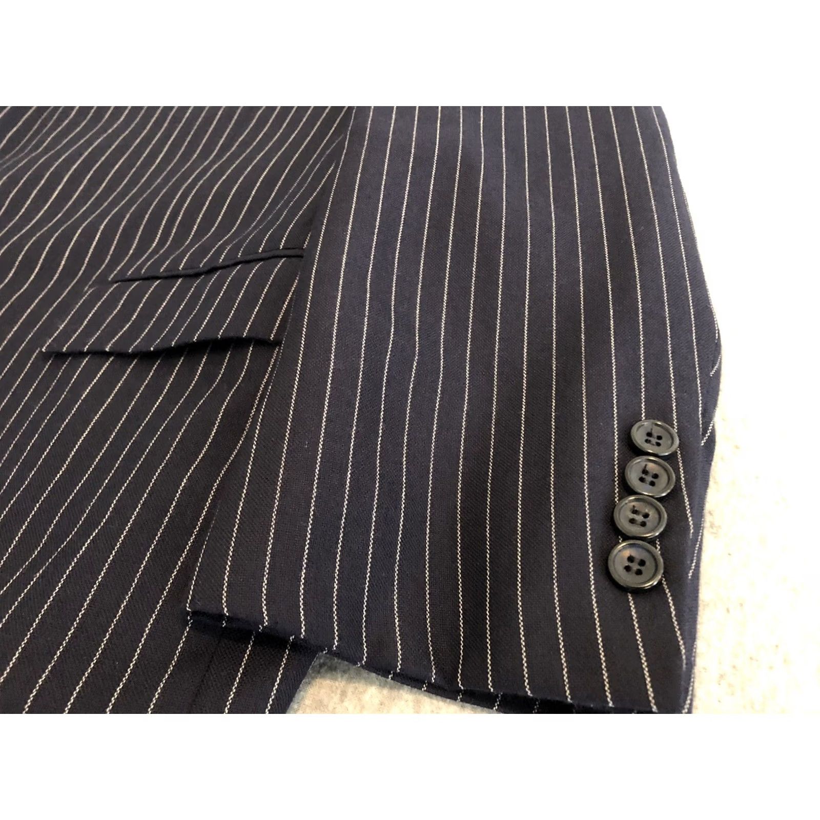 Brooks Brothers Brooks Brothers 1818 Fitzgerald Cashmere Silk Blue Striped Jacket Blazer 46R Men Sport Coat Regular Two Button Size 46R - 5 Thumbnail