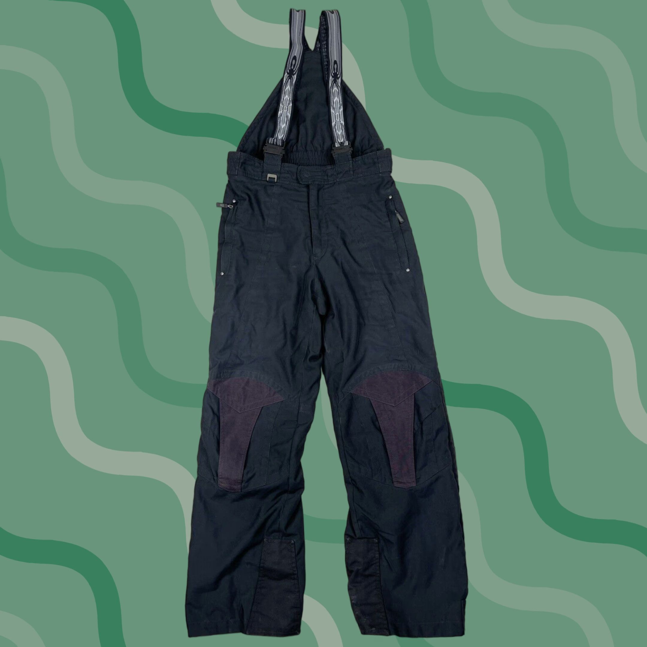 Spyder VINTAGE Spyder Ski Pants Bibs Snowboard Mens Black Size M Water Resistant Zip Pockets Size US 31 - 1 Thumbnail