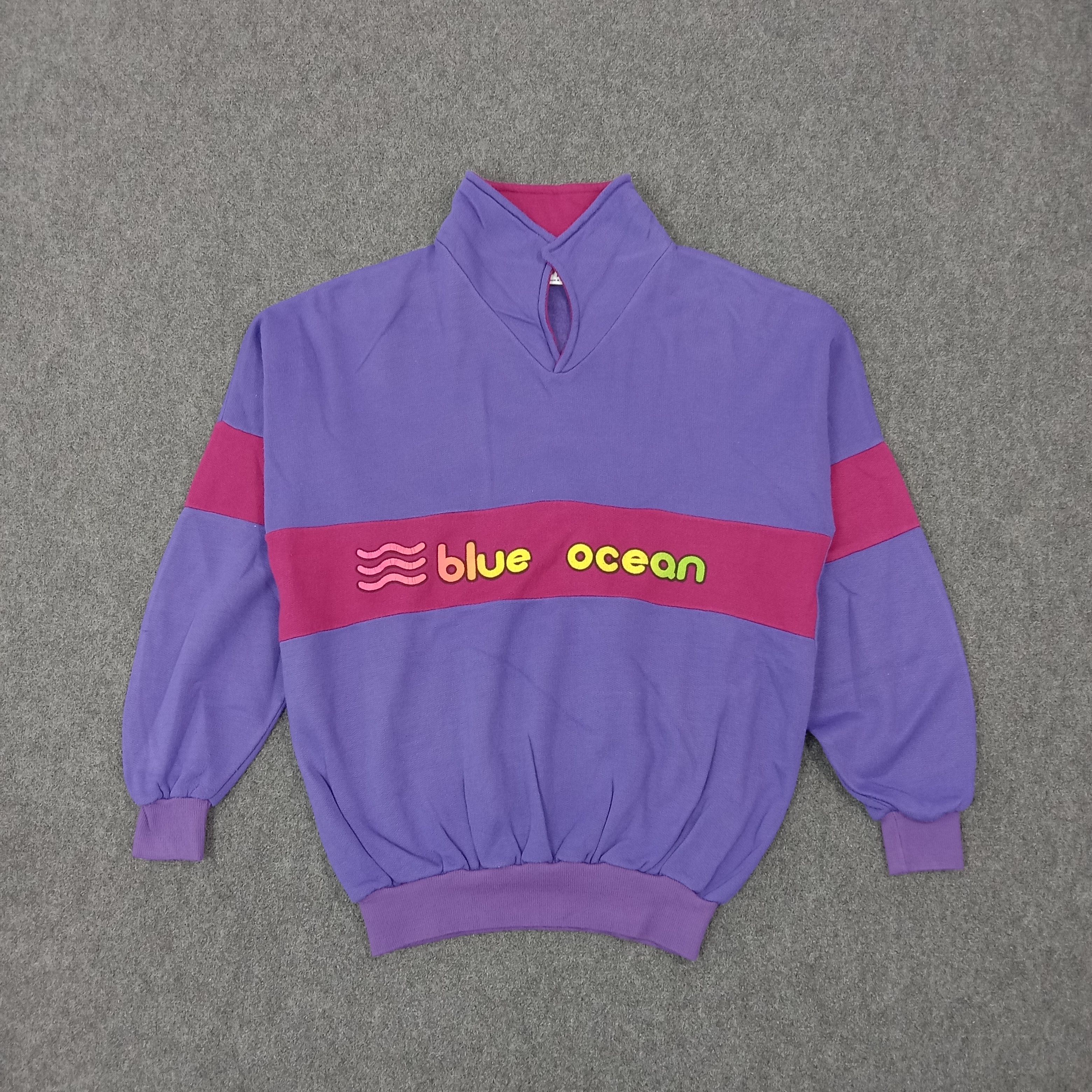 Vintage 90s Blue Ocean Polo Collar Pullover C268N14 Size US L / EU 52-54 / 3 - 1 Thumbnail