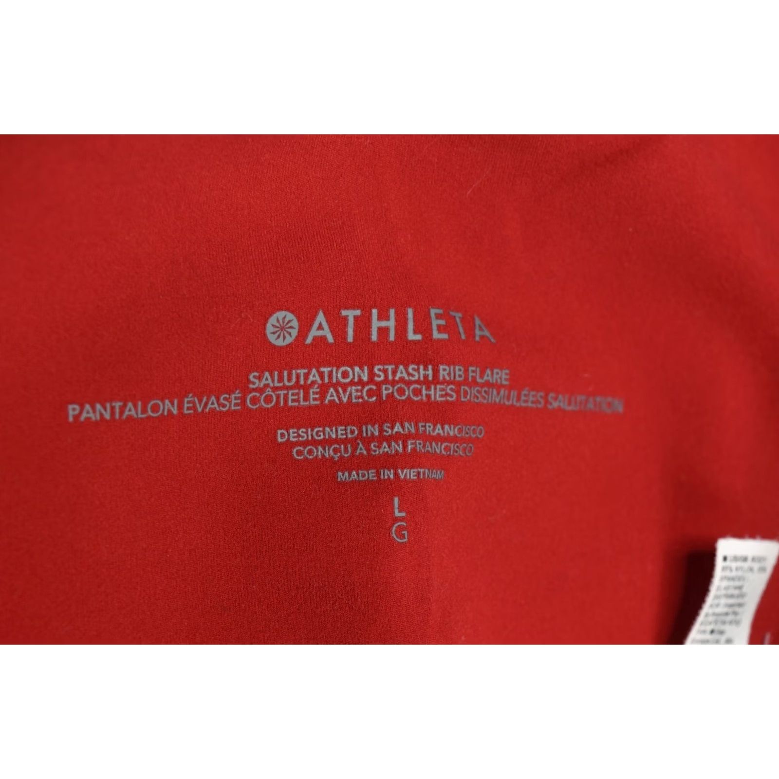 Athleta Athleta Salutation Stash Ribbed Flare Leggings Red Pull-On Stretch Womens Large L Red Flared Yoga Athletic Athleisure Pants Size 36" / US 14 / IT 50 - 5 Thumbnail