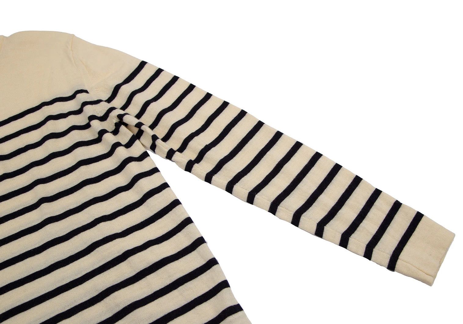 Jean Paul Gaultier Half-Zip Knit with Marine Stripe in Beige and Navy, Size 48 Size US M / EU 48-50 / 2 - 6 Thumbnail