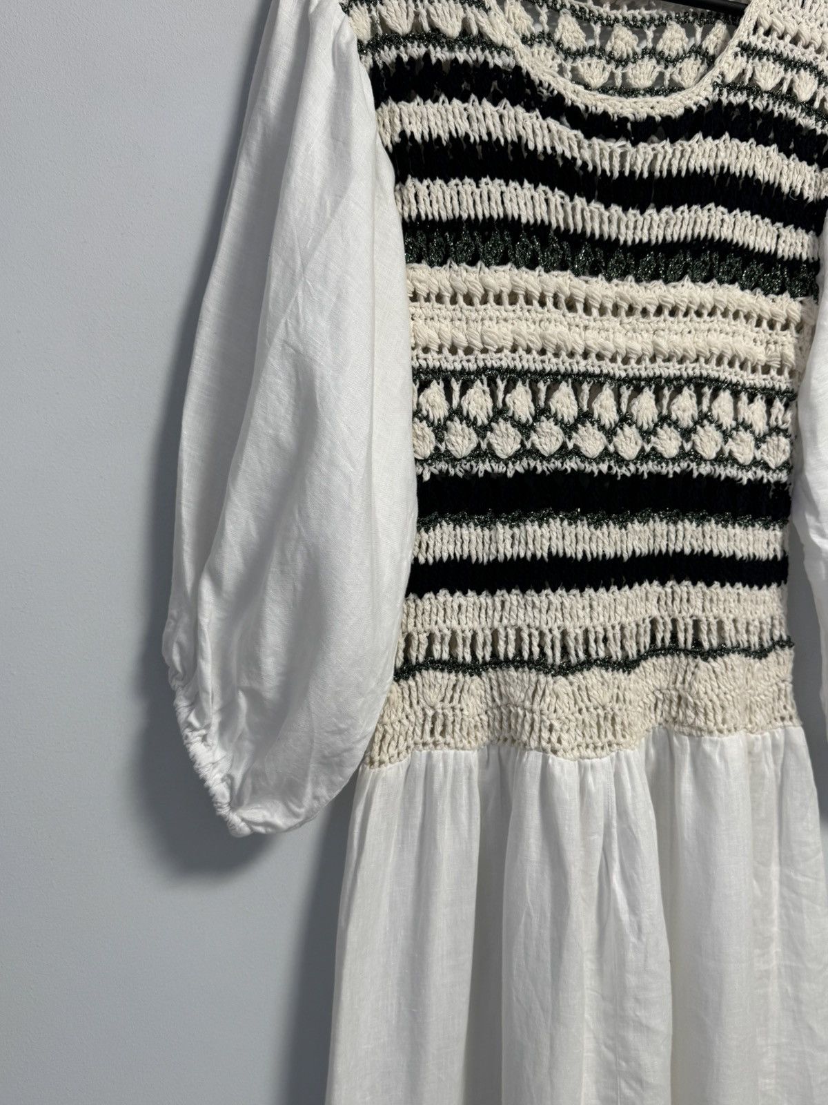 Other NINALEUCA Crochet Boho Dress–White Linen Maxi with Knit Top Size M / US 6-8 / IT 42-44 - 9 Thumbnail