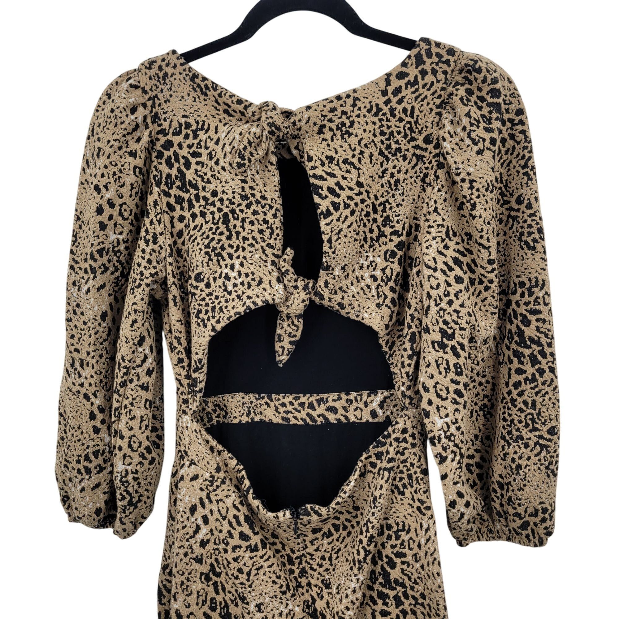 Anthropologie Anthropologie Leopard Cutout Back Mini Dress Sz 6 Puff Sleev Size M / US 6-8 / IT 42-44 - 10 Thumbnail