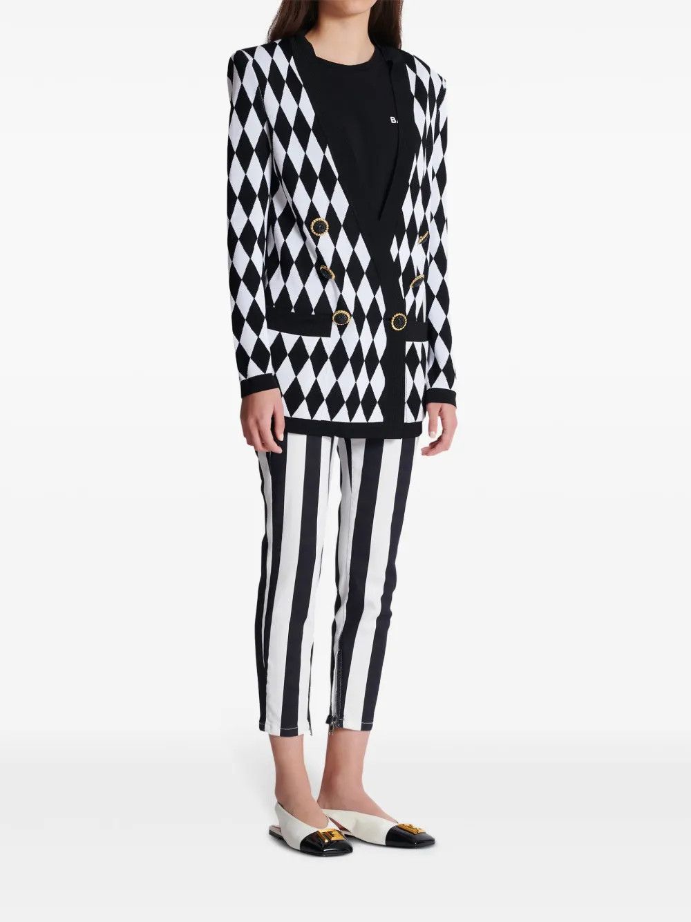 o1s1wg110825 Patterned Jacquard Jacket in Black/White
