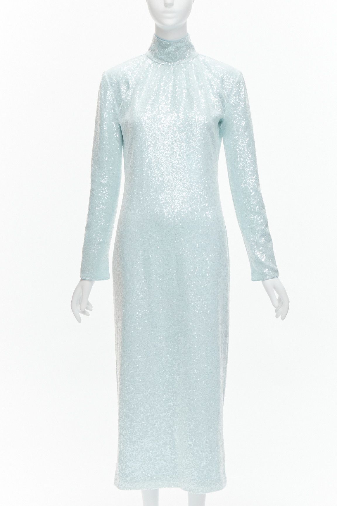 16Arlington 16ARLINGTON Vida light blue sequins high neck long sleeves cocktail dress UK6 XS Size XS / US 0-2 / IT 36-38 - 1 Thumbnail