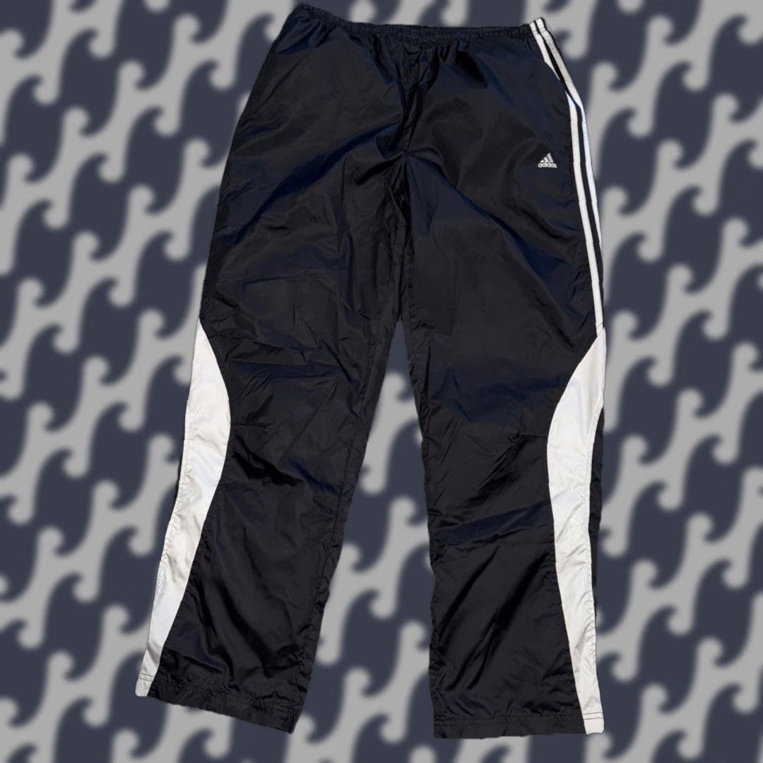 Adidas VINTAGE Adidas Track Pants Men’s XL Black 3 Stripe Nylon Zip Ankle Windbreakers Size US 36 / EU 52 - 1 Thumbnail