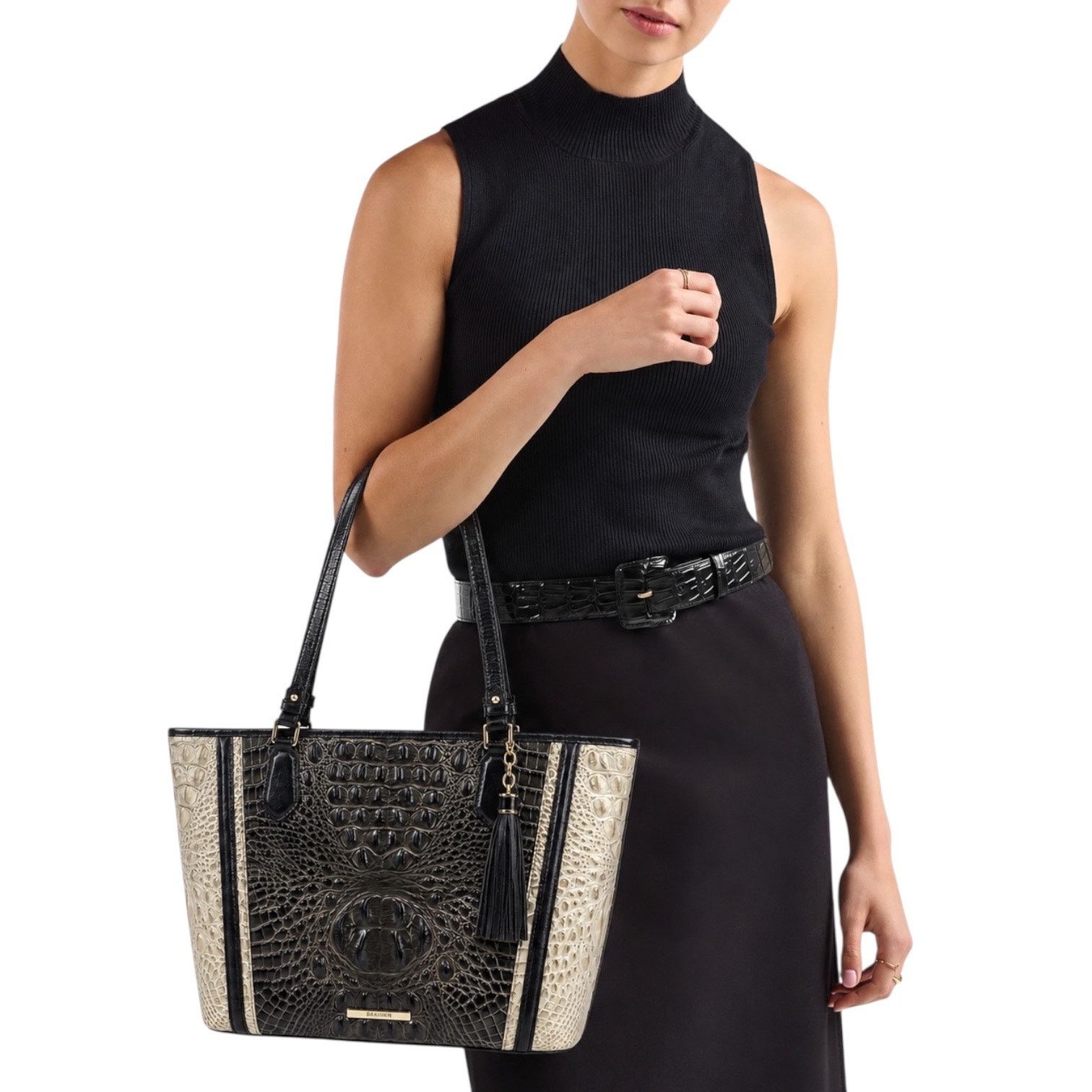 BRAHMIN Brahmin Medium Asher Tote Bag Graphite Crestview Size ONE SIZE - 1 Thumbnail