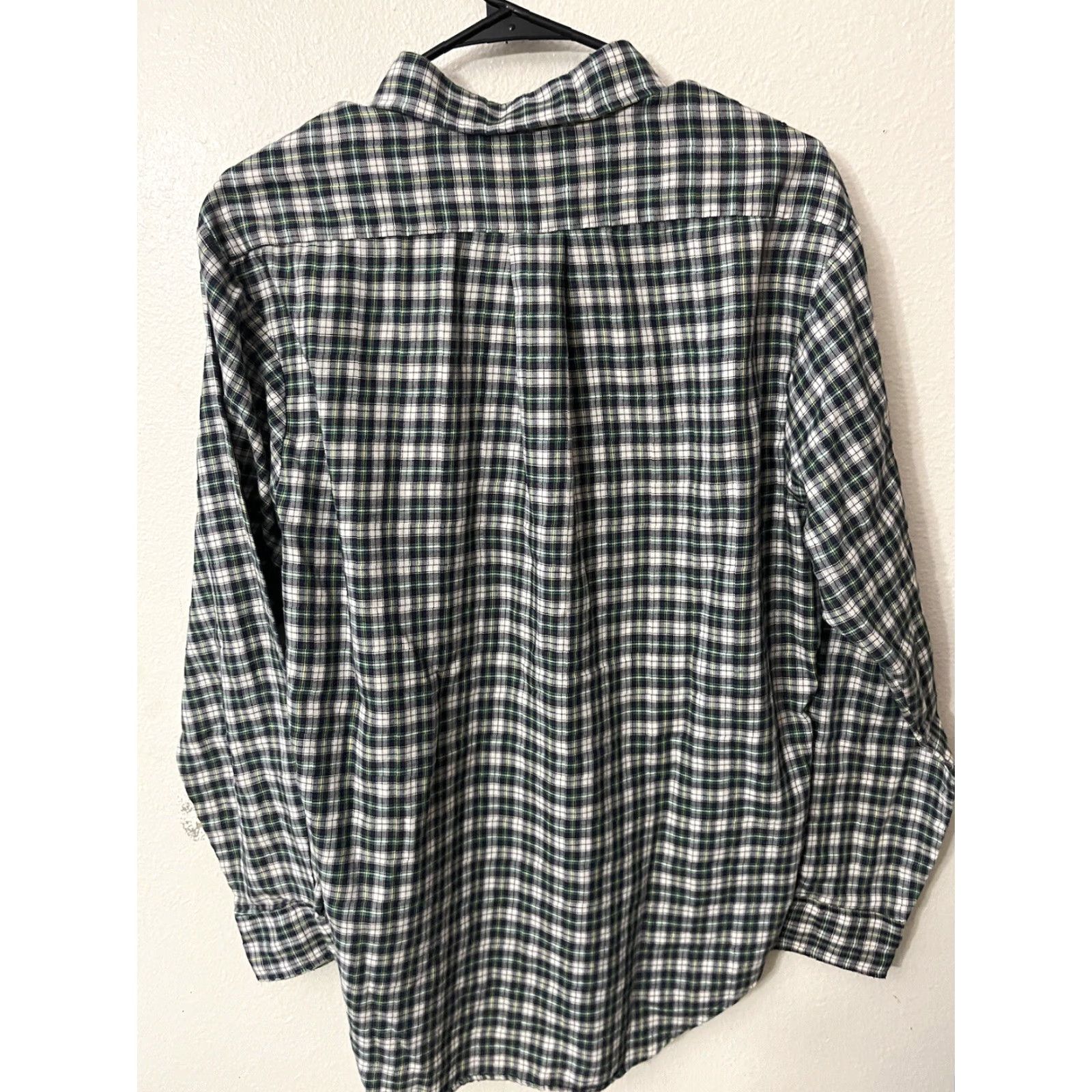 Izod VINTAGE IZOD Denim Shirt Mens L Large Green Blue Plaid Camp Long Sleeve Shirt Size US L / EU 52-54 / 3 - 3 Thumbnail
