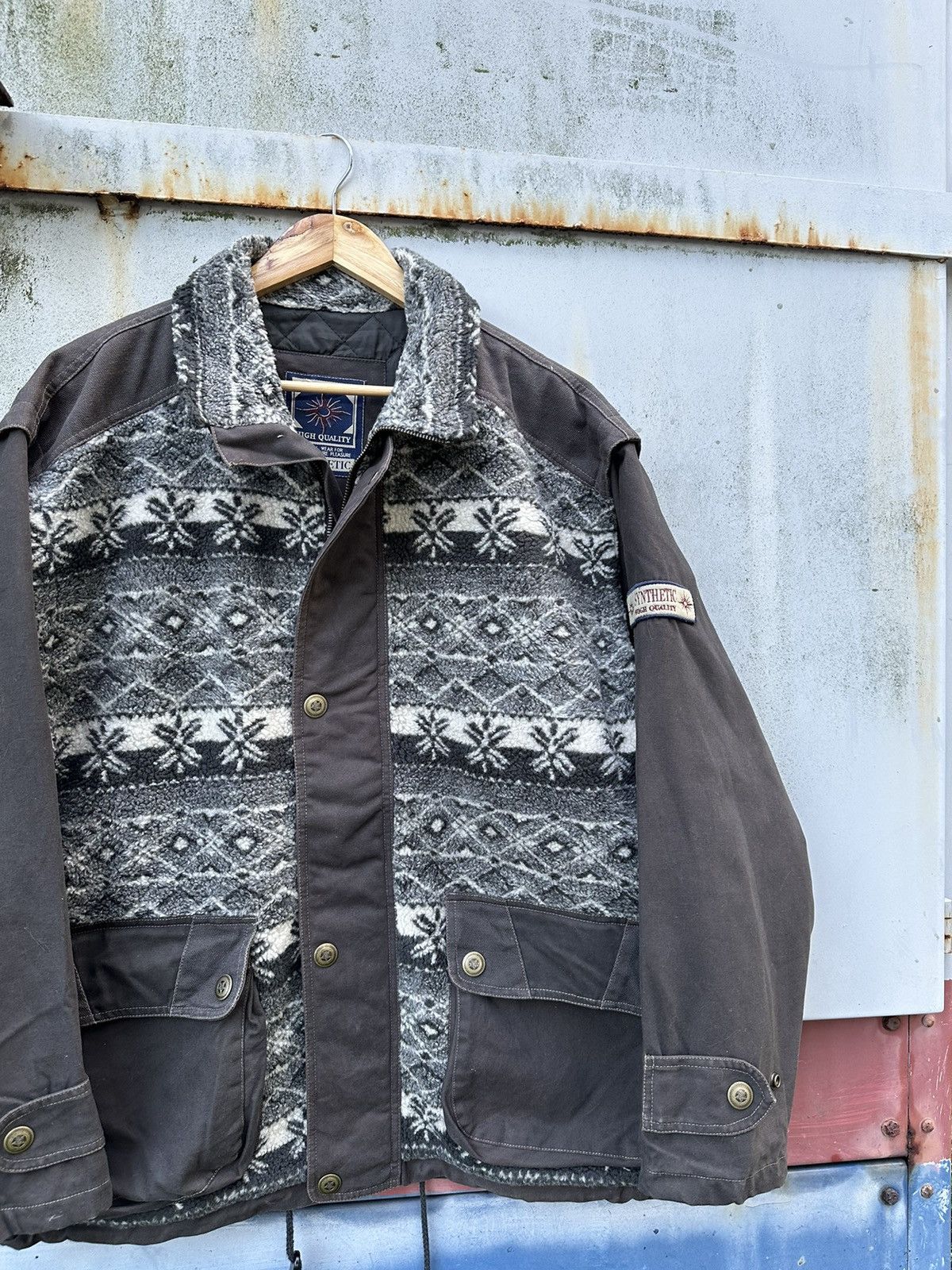 Vintage 👹Vintage SYNTHETIC BEAUTIFUL FLEECE UTILITY JACKET Size US XL / EU 56 / 4 - 4 Thumbnail