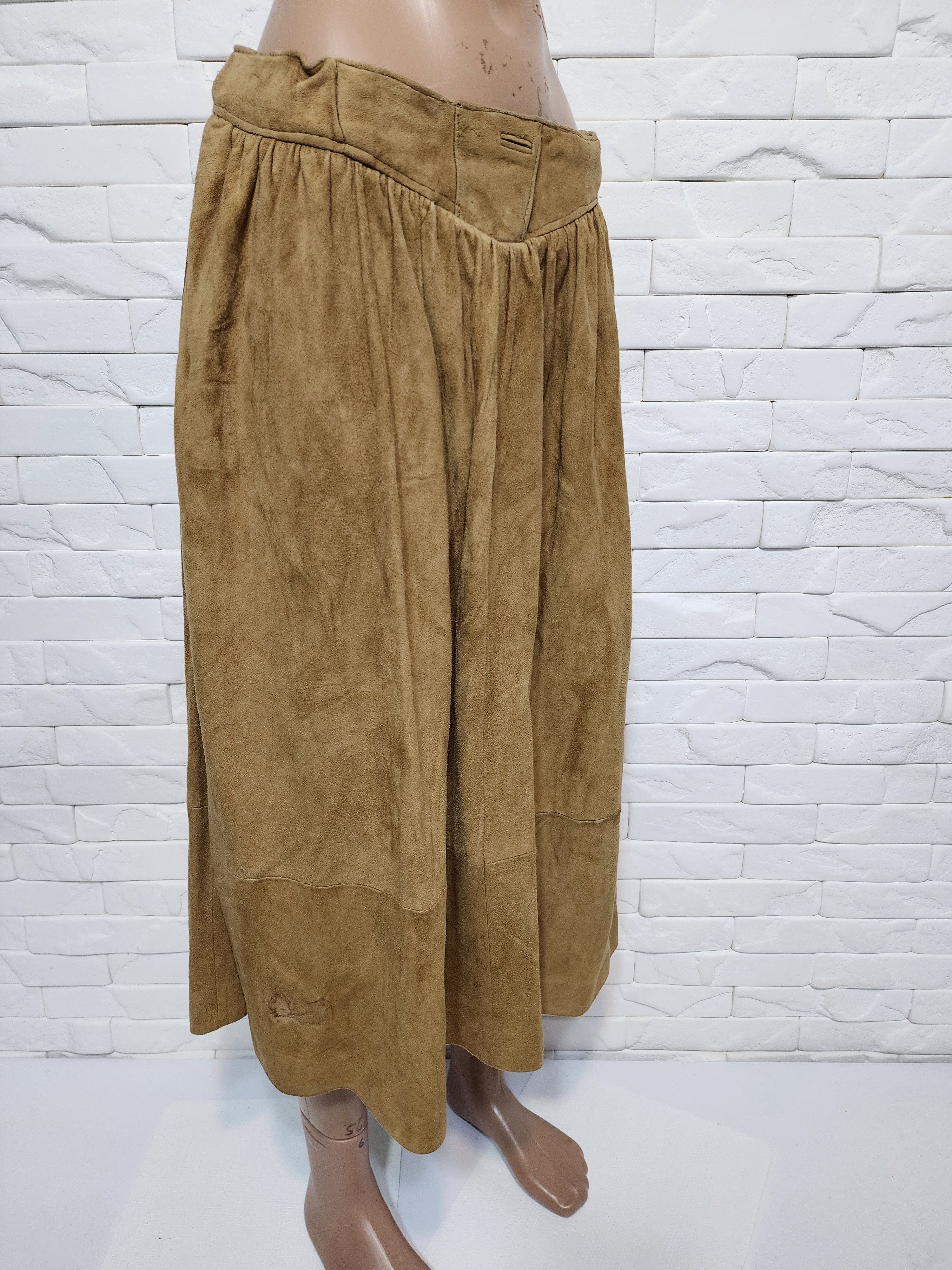 Genuine Leather Brown Suede Leather Skirt Size 30" / US 8 / IT 44 - 1 Thumbnail