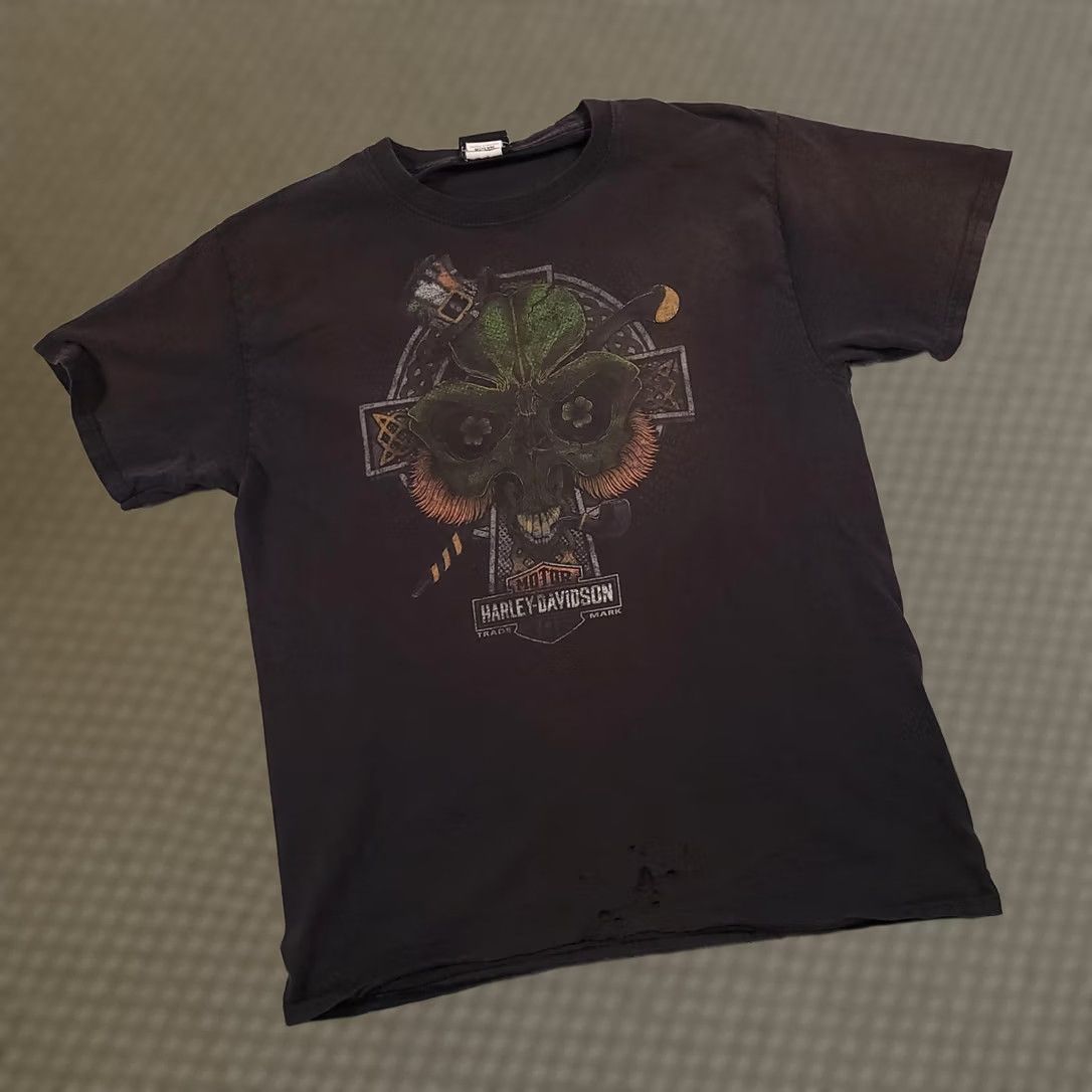 Harley Davidson Harley-Davidson Shirt Mens M Black Irish Skull St Patrick Myrtle Beach 2017 Graphic Print Short Sleeve Crew Neck Black Cotton 2017 Size US M / EU 48-50 / 2 - 1 Thumbnail
