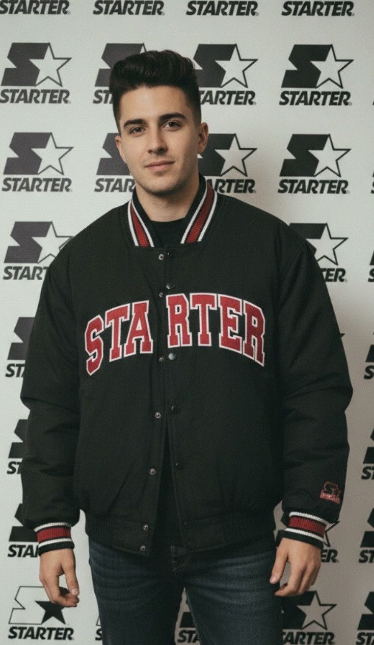 Starter Vintage varsity puffer bomber jacket shearling lining size L Size US L / EU 52-54 / 3 - 1 Thumbnail