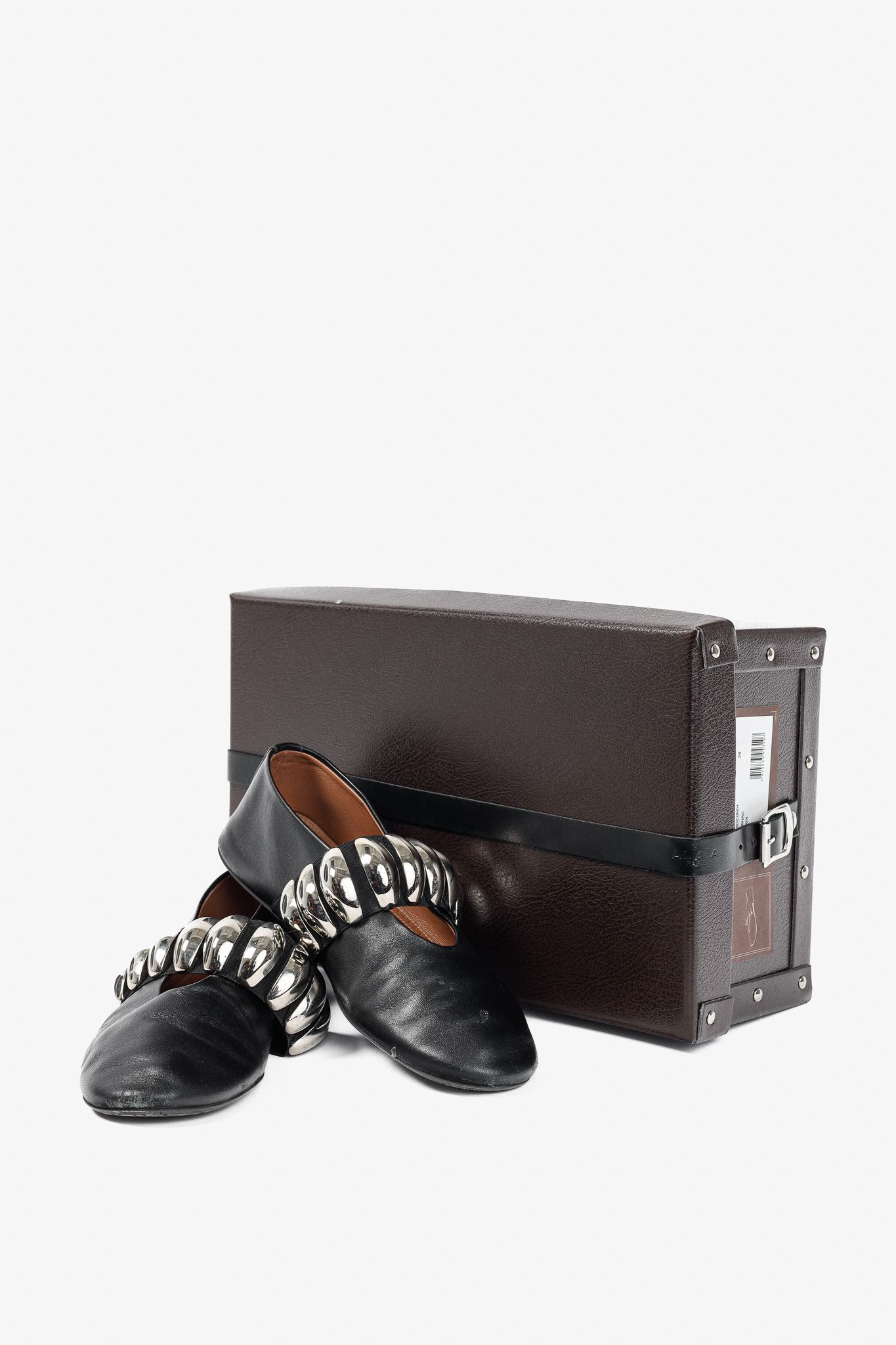 Alaia Alaia Noir Lambskin Mary-Jane Ballerina Flats Tribale Size US 7.5 / IT 37.5 - 11 Thumbnail