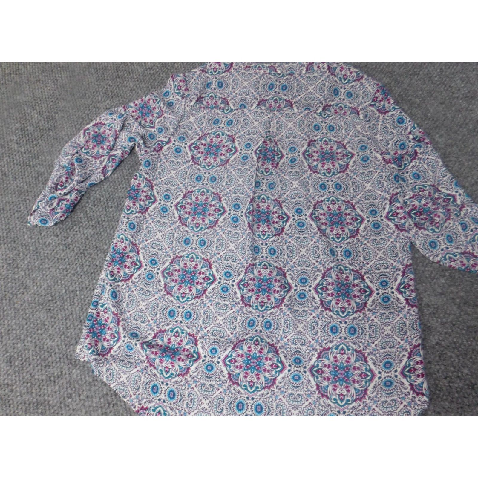 Vintage Pink Rose Womens Blouse Large Blue floral pullover Size L / US 10 / IT 46 - 7 Thumbnail