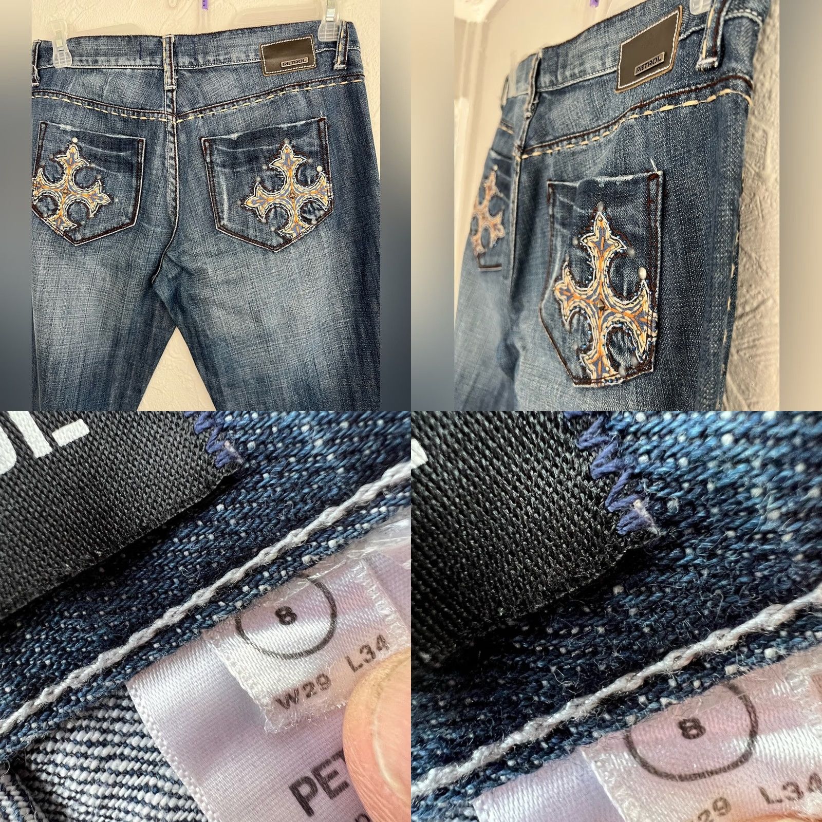 Denime Petrol Women’s Jeans Bootcut 8 Medium Wash 29X34 Embroided Denim Pants Blue Jeans Womens Bootscut 8 Regular Stretch Jogger? Size 30" / US 8 / IT 44 - 8 Thumbnail