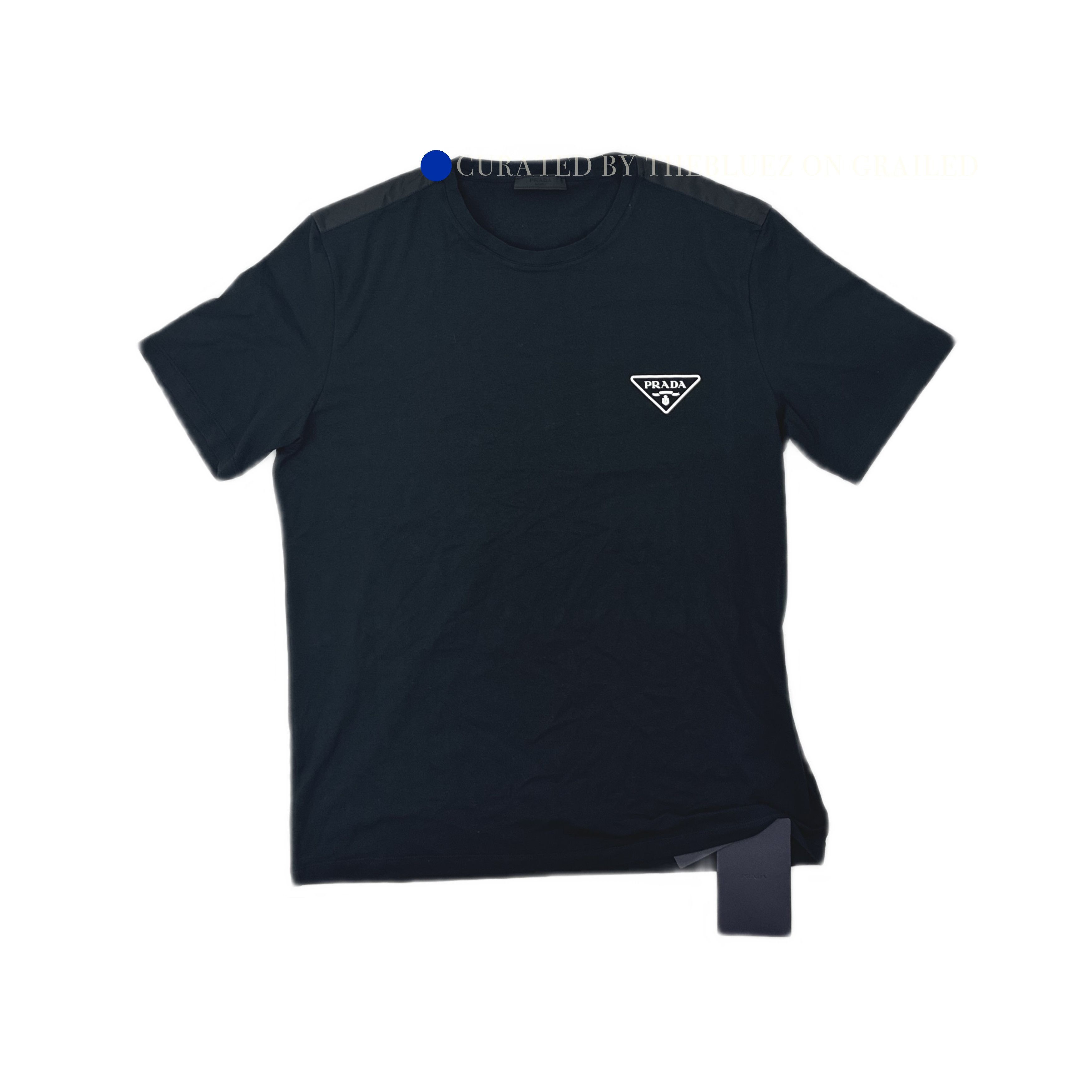 Prada Black Logo Triangle Patch T-Shirt in XXL Size US XXL / EU 58 / 5 - 1 Thumbnail