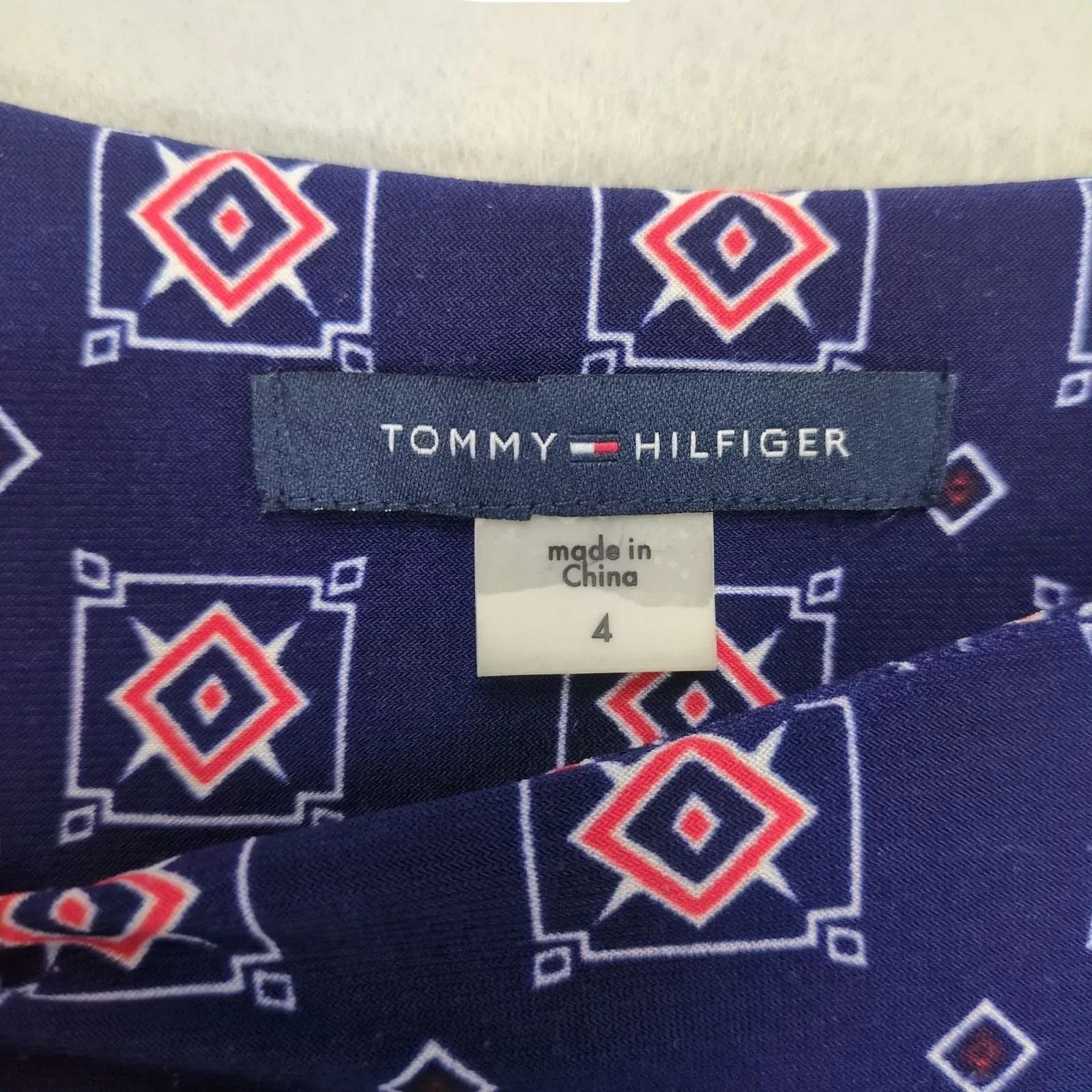 Tommy Hilfiger Tommy Hilfiger Women's 4 Geometric Navy A-Line Dress Size S / US 4 / IT 40 - 3 Thumbnail
