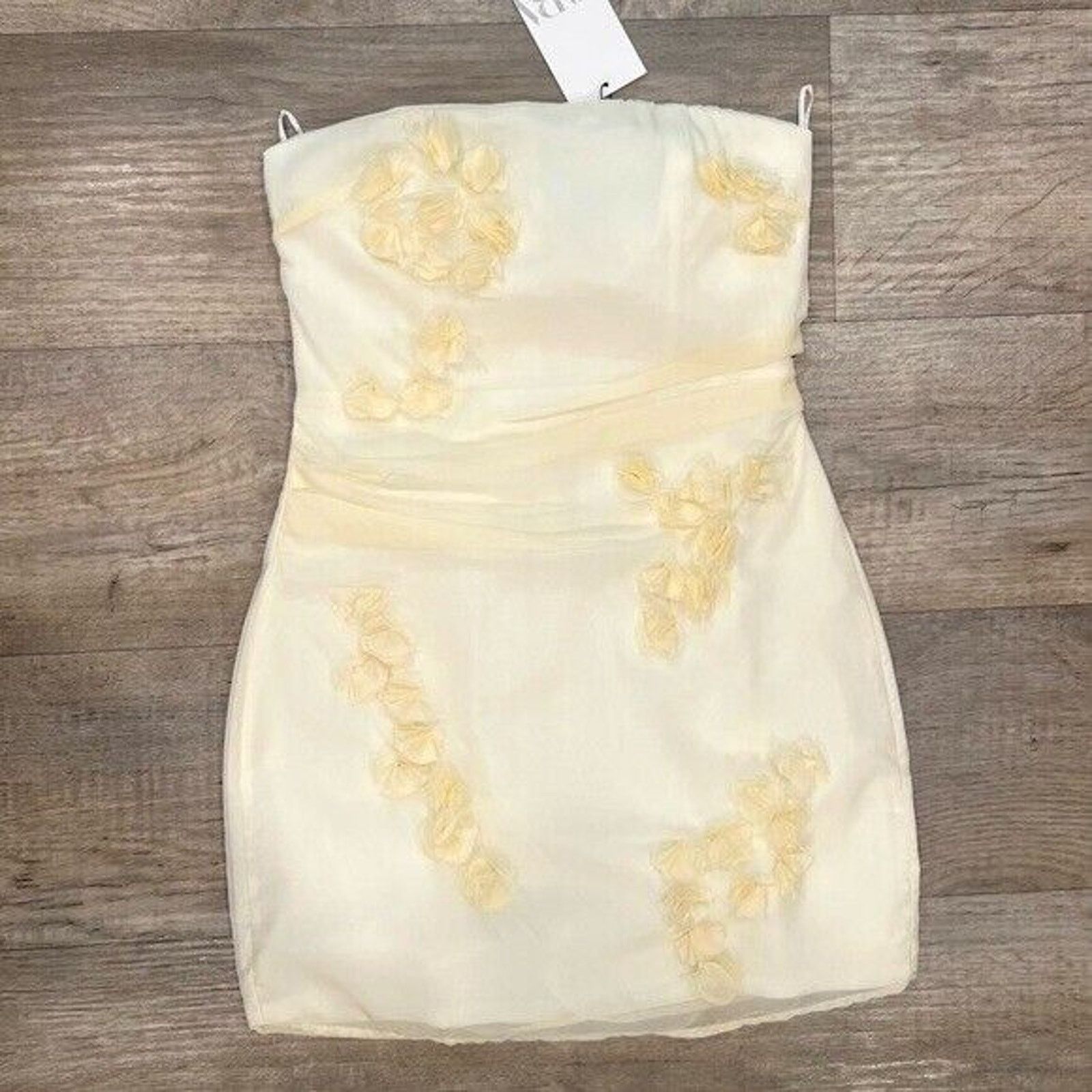 Zara ZARA women's Ecru Strapless Textured Dress NWT Size L / US 10 / IT 46 - 20 Thumbnail