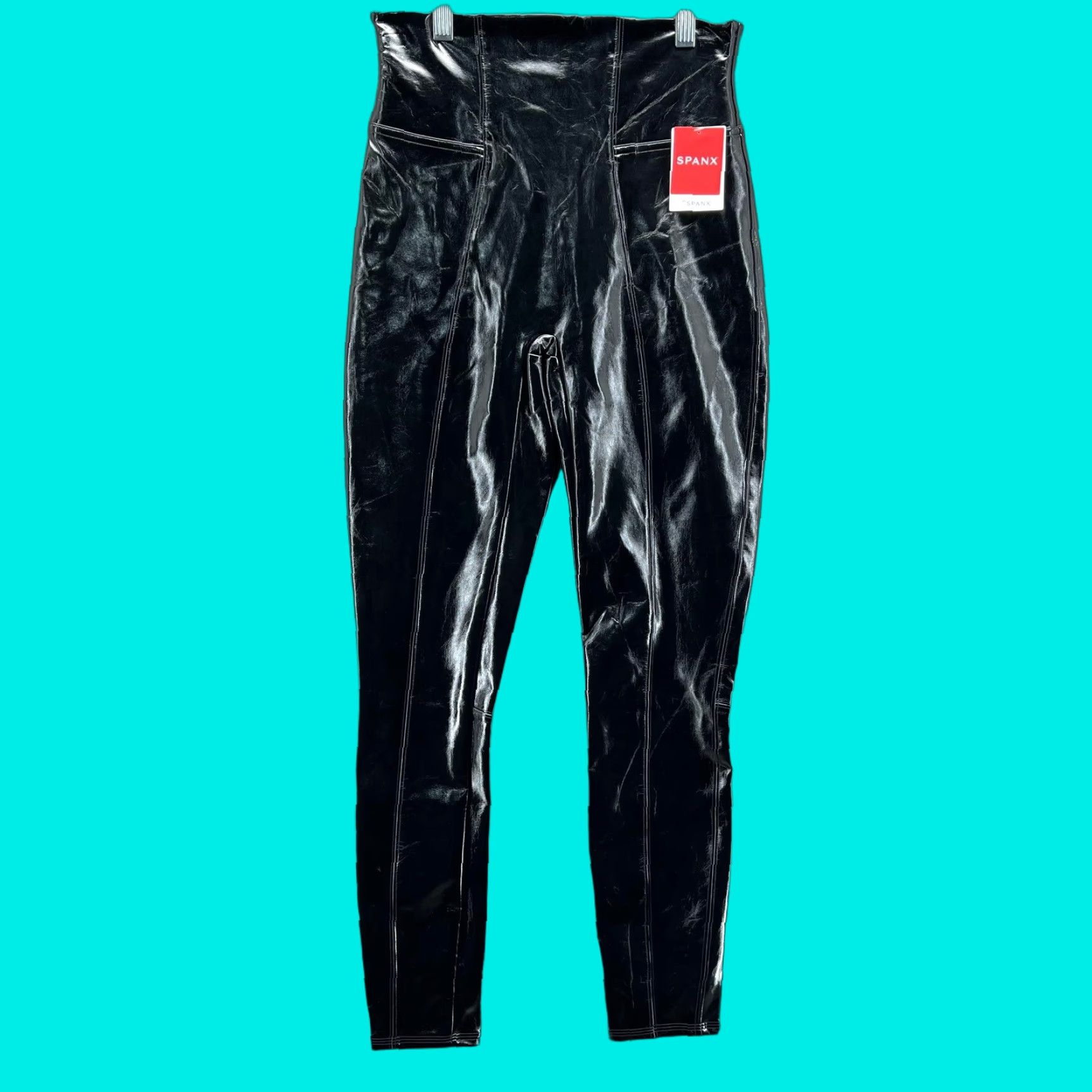 Spanx Spanx Pants Womens Small Black Faux Patent Leather Leggings High Rise Shaping Size 28" / US 6 / IT 42 - 1 Thumbnail