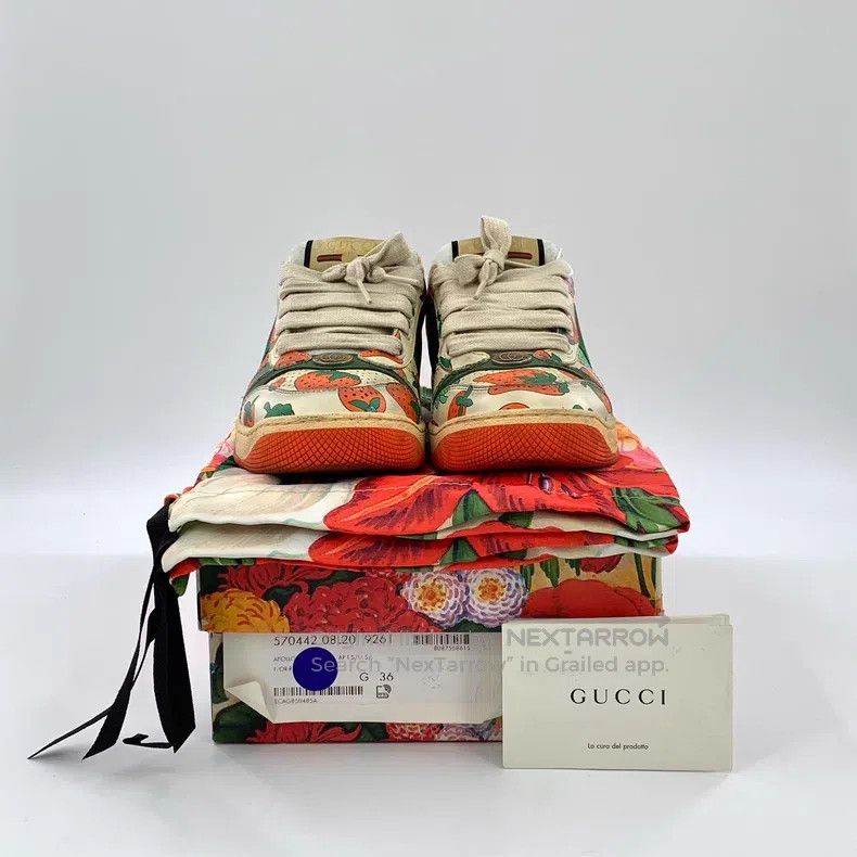 Gucci Gucci Screener colour-matched strawberry print lacing casu Size US 5.5 / IT 35.5 - 8 Thumbnail