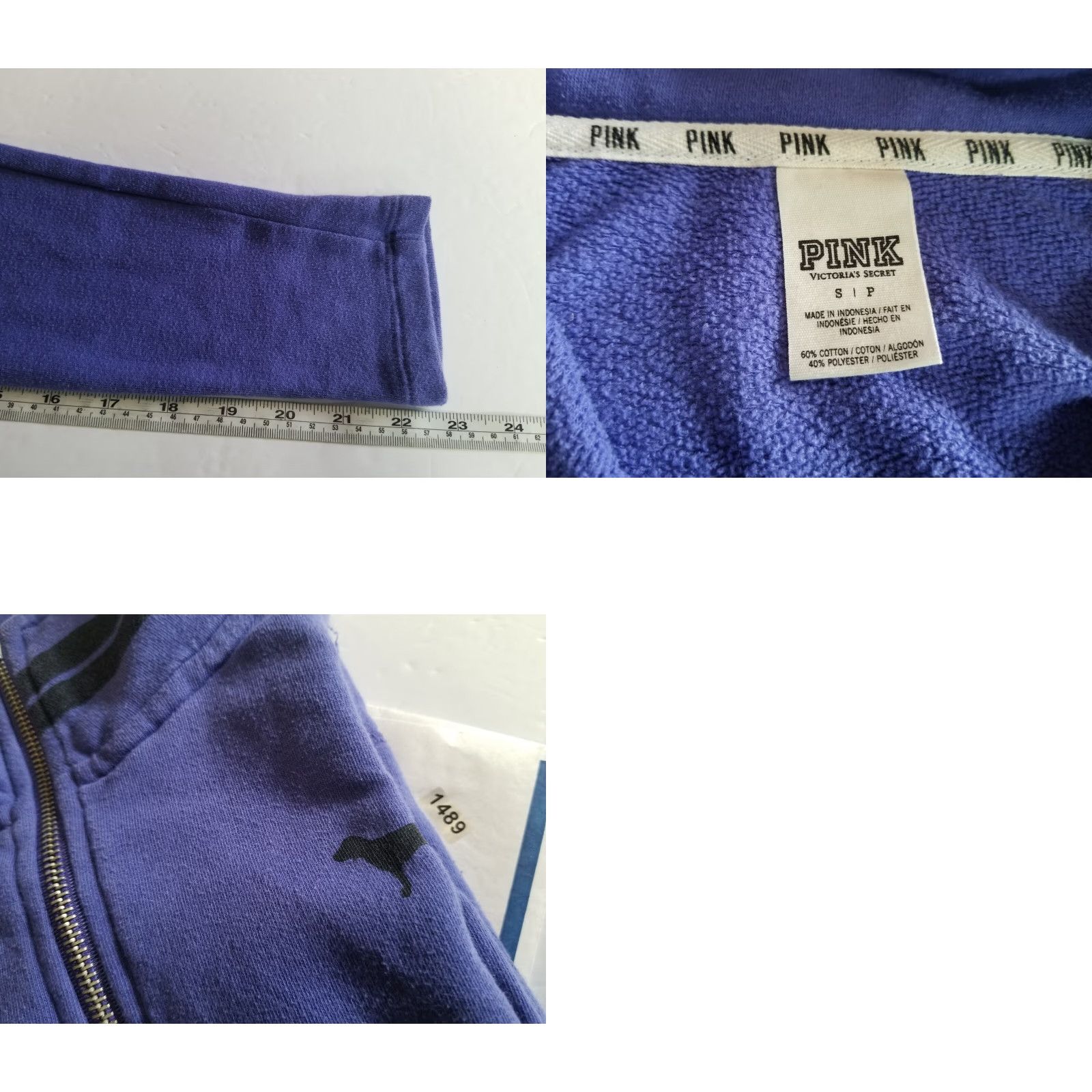 Pinko Pink Victoria Secret Women's Hoodie Pullover Zip Up Size Small Purple Size S / US 4 / IT 40 - 8 Thumbnail