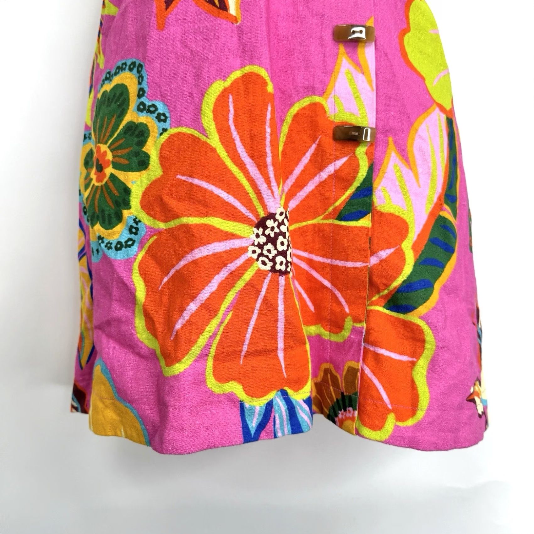 Farm Rio Farm Rio Dress Mini Sleeveless Linen V-Neck 2XS Multicolor Bohemian Flower Floral Side Zip Lined Size XXS / US 00 / IT 34 - 6 Thumbnail