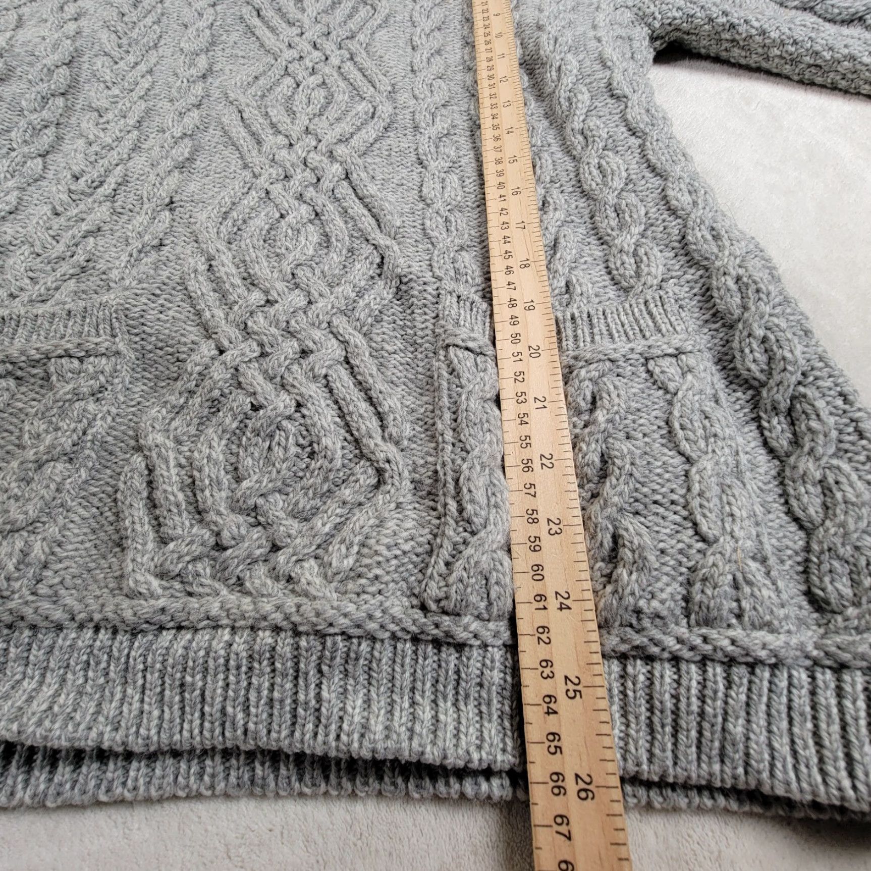 Vintage SAOL Sweater Women's Small Cable-Knit Aran 100% Merino Wool Pullover Gray Size S / US 4 / IT 40 - 4 Thumbnail