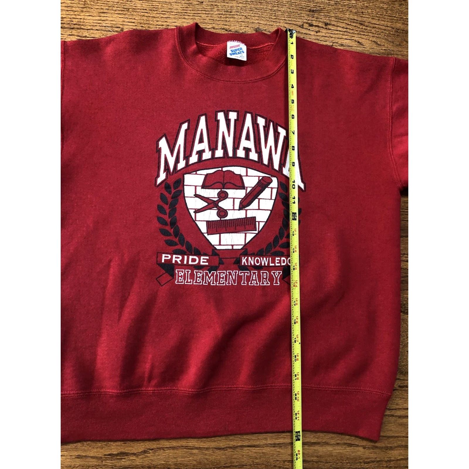 Jerzees VINTAGE Jerzees USA Manawa Elementary School Sweatshirt Crewneck Long Sleeve Red Adult M Mens 90s 80s Gym Graphic Print Logo Size US M / EU 48-50 / 2 - 7 Thumbnail