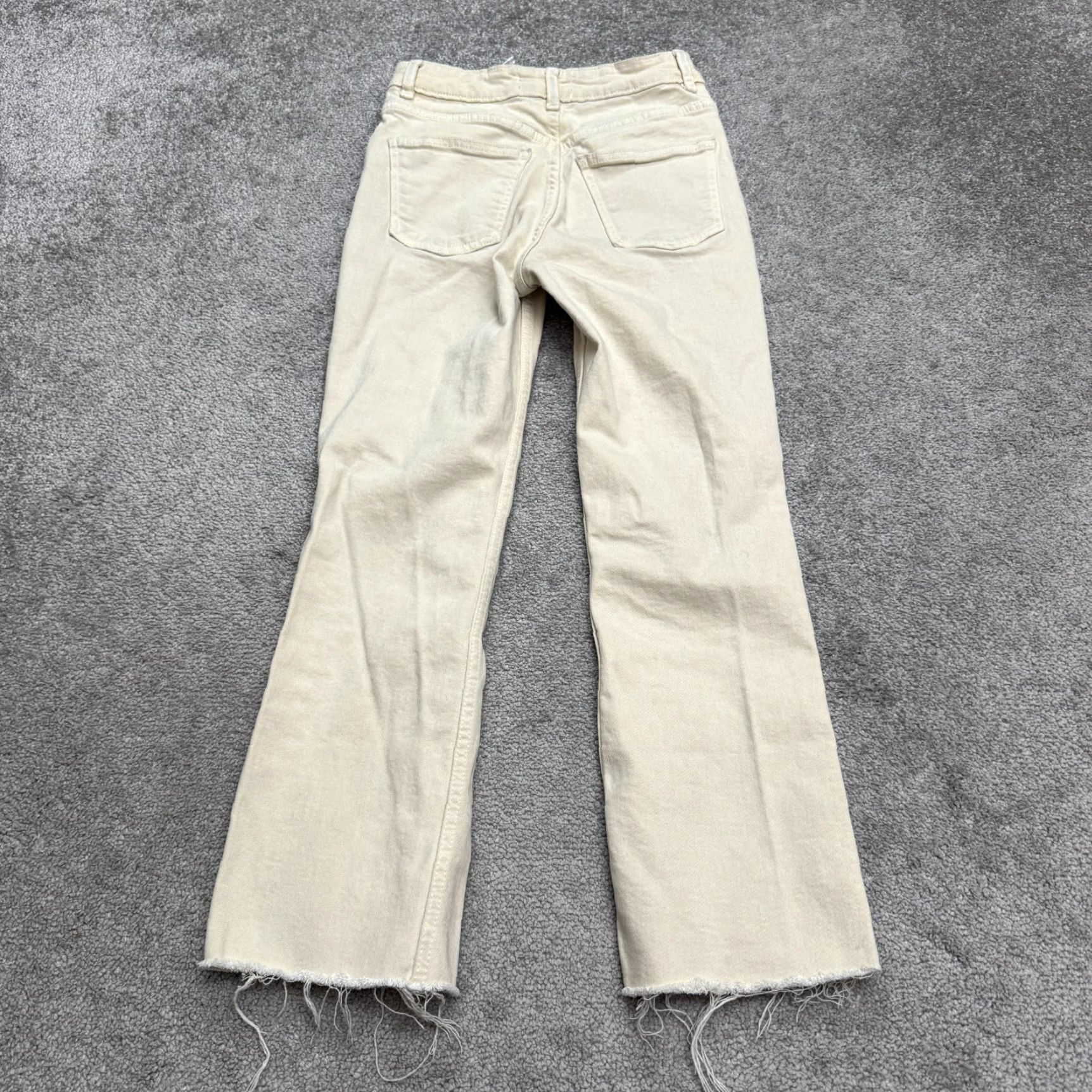 Everlane Zara Jeans Womens 2 Beige High Rise Straight Leg Cropped Ankle Denim Raw Hem Size 27" / US 4 / IT 40 - 2 Thumbnail
