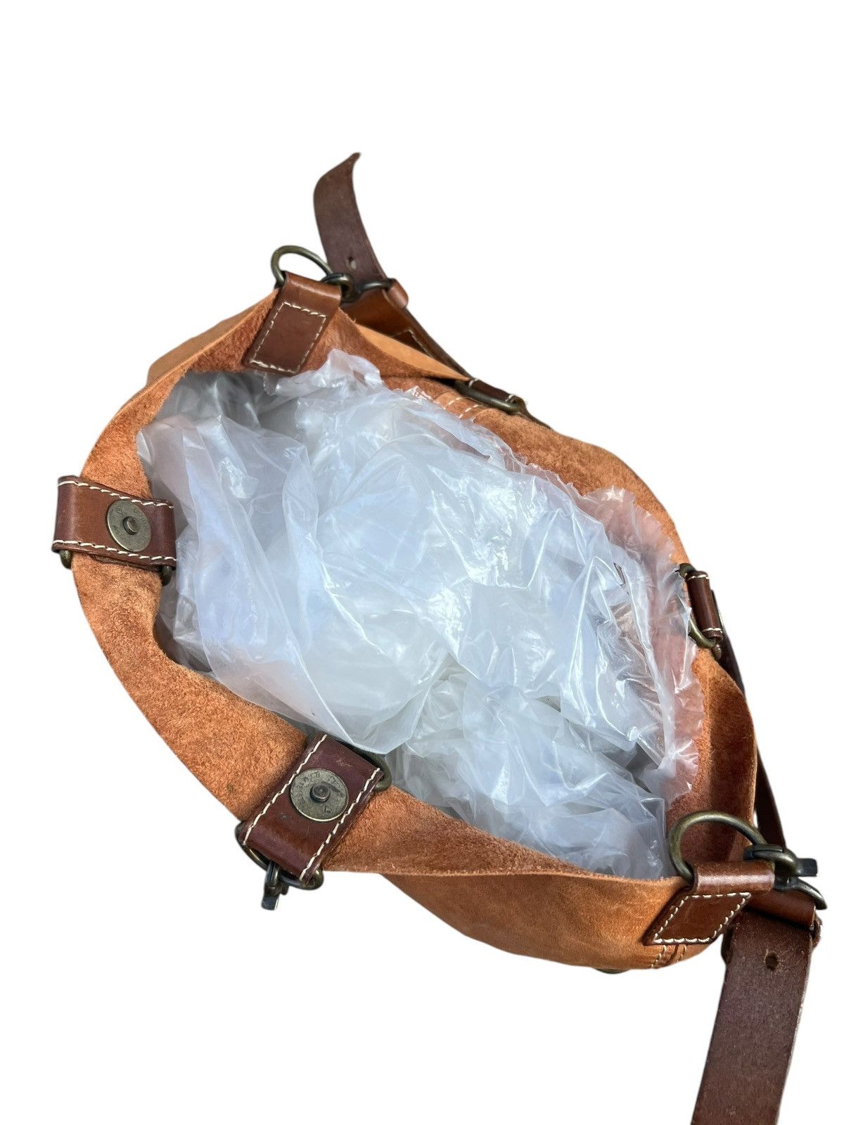 Leather Vintage REI Japan Distress Fade Patina Leather 2 Way Bag Size ONE SIZE - 19 Thumbnail