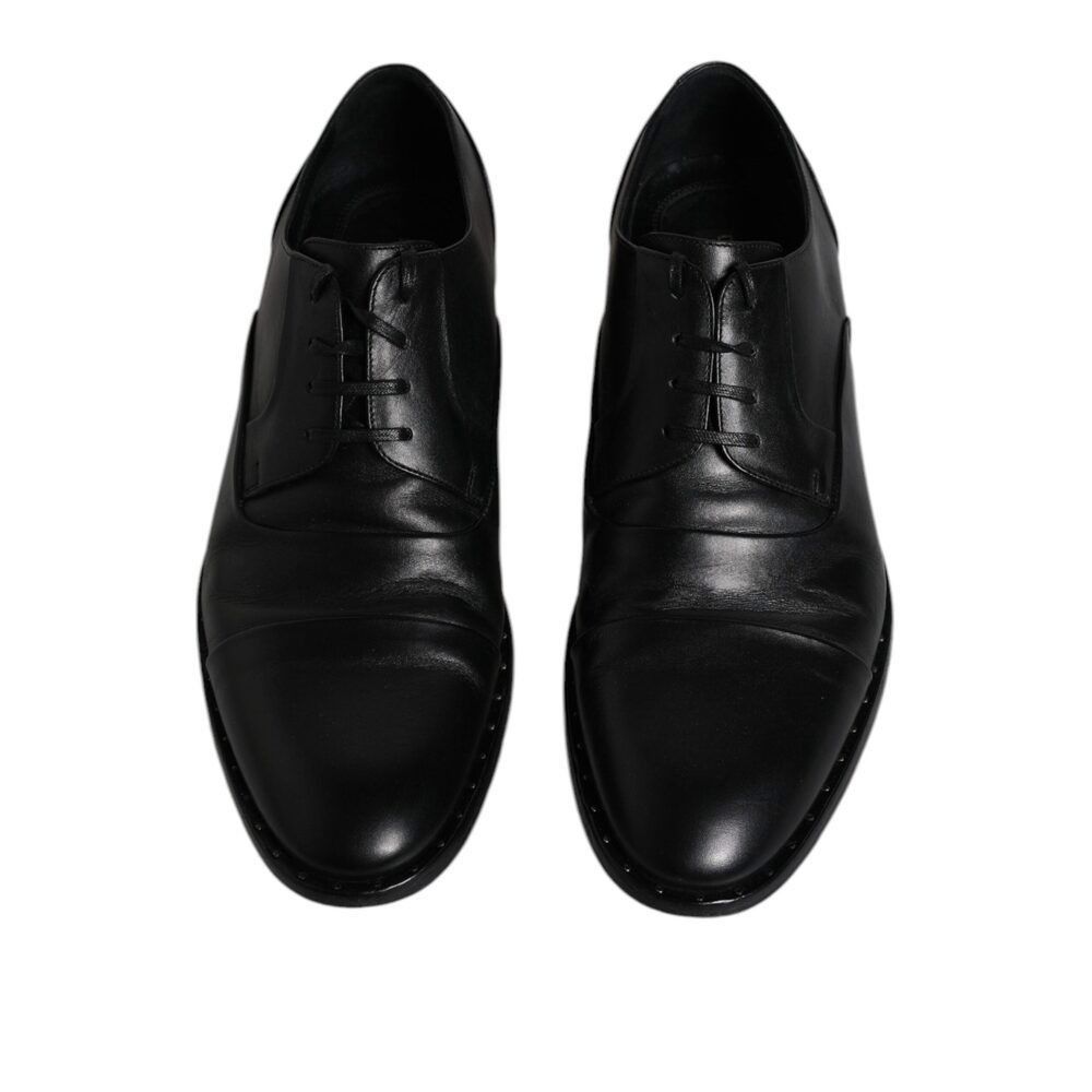 Dolce & Gabbana Dolce & Gabbana Black Leather Lace Up Men Derby Formal Shoes Size US 8 / EU 41 - 3 Thumbnail