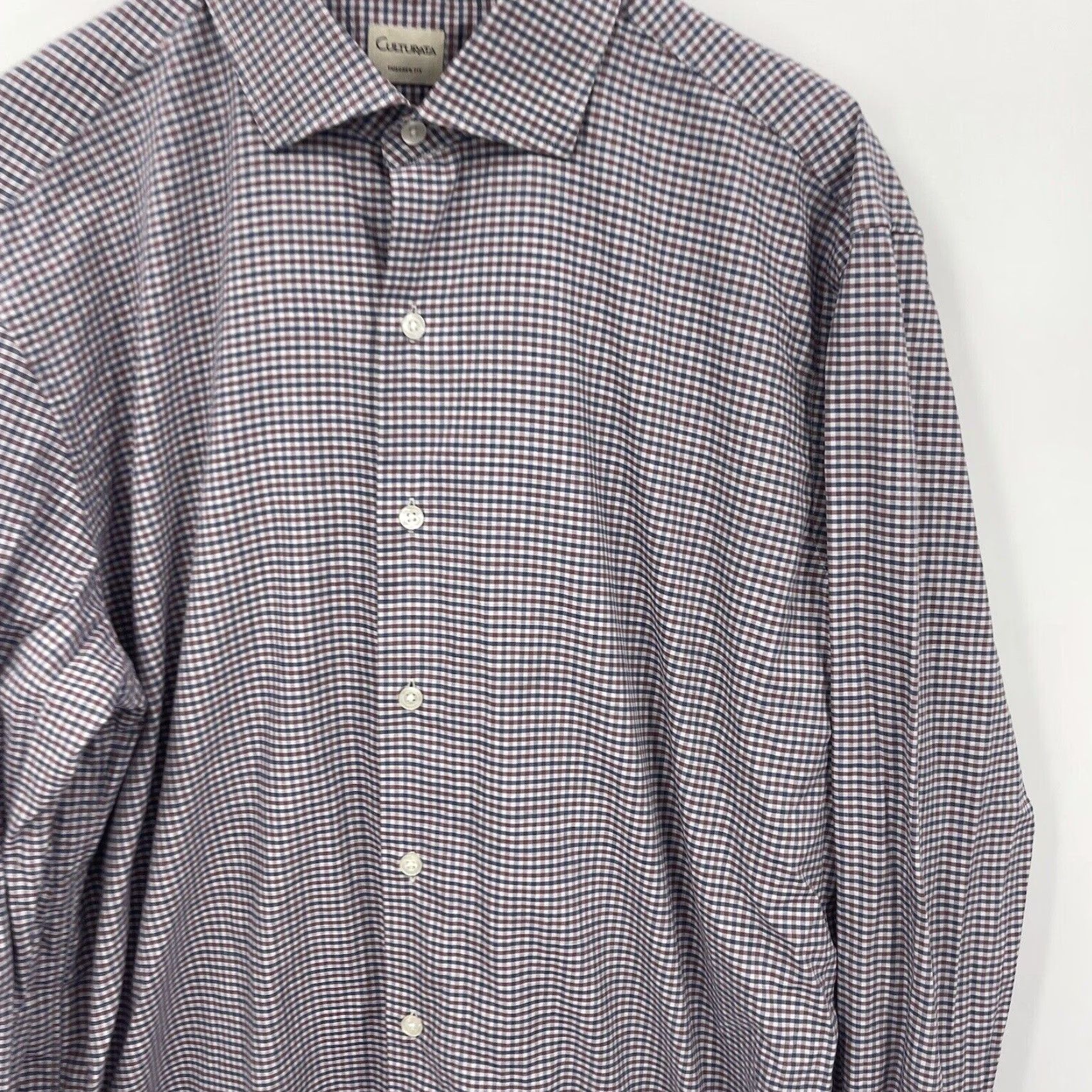 Vintage Culturata Button-Up Shirt Mens XL Plaid Gingham Cotton Blue White 90s Classic Designer Mens Clothing Size US XL / EU 56 / 4 - 3 Thumbnail