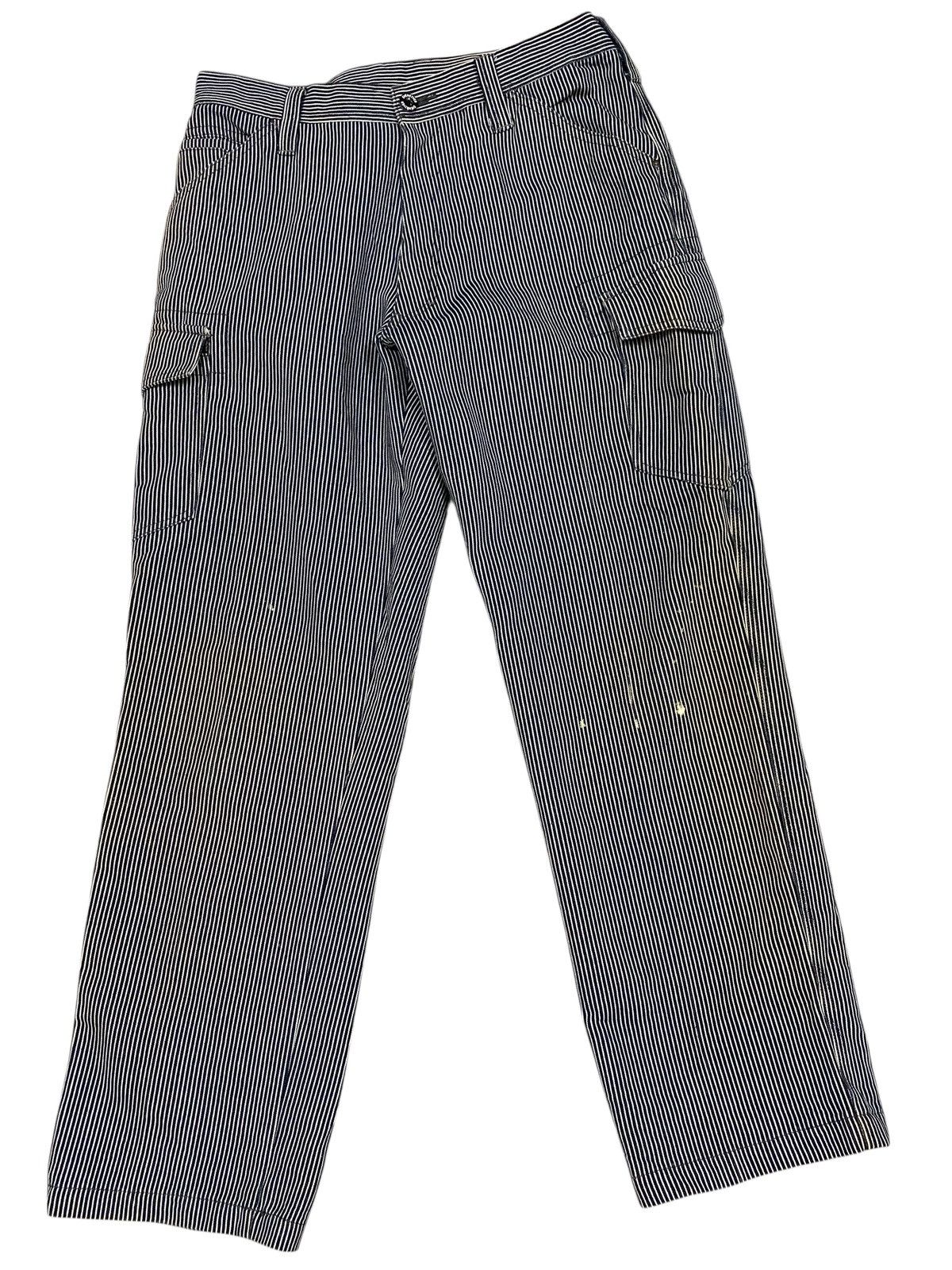 Japanese Brand Evenriver Jpn Hickory Stripe Carpenter Pants Workwear Cargo Size US 33 - 1 Thumbnail
