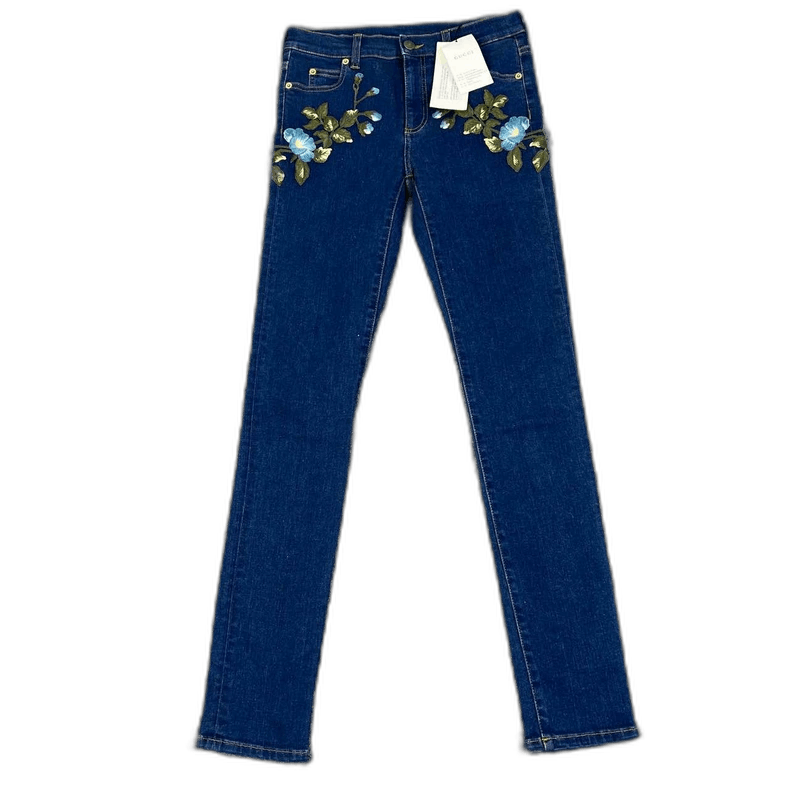 Gucci Gucci Floral Embroidered Denim Pants Size 26 Size 26" / US 2 / IT 38 - 1 Thumbnail