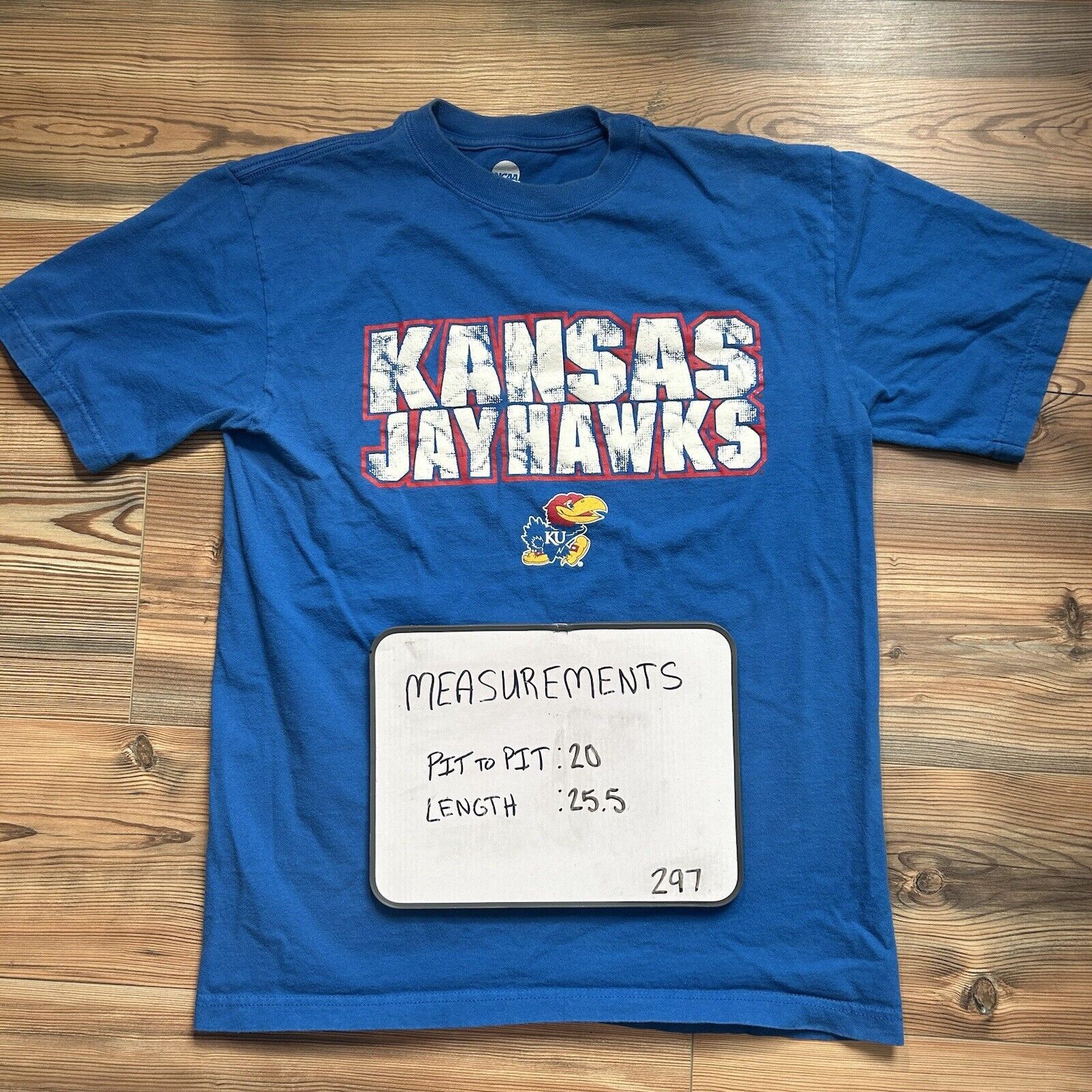 NCAA Kansas Jayhawks T-Shirt Blue Distressed Font NCAA Medium Size US M / EU 48-50 / 2 - 6 Thumbnail