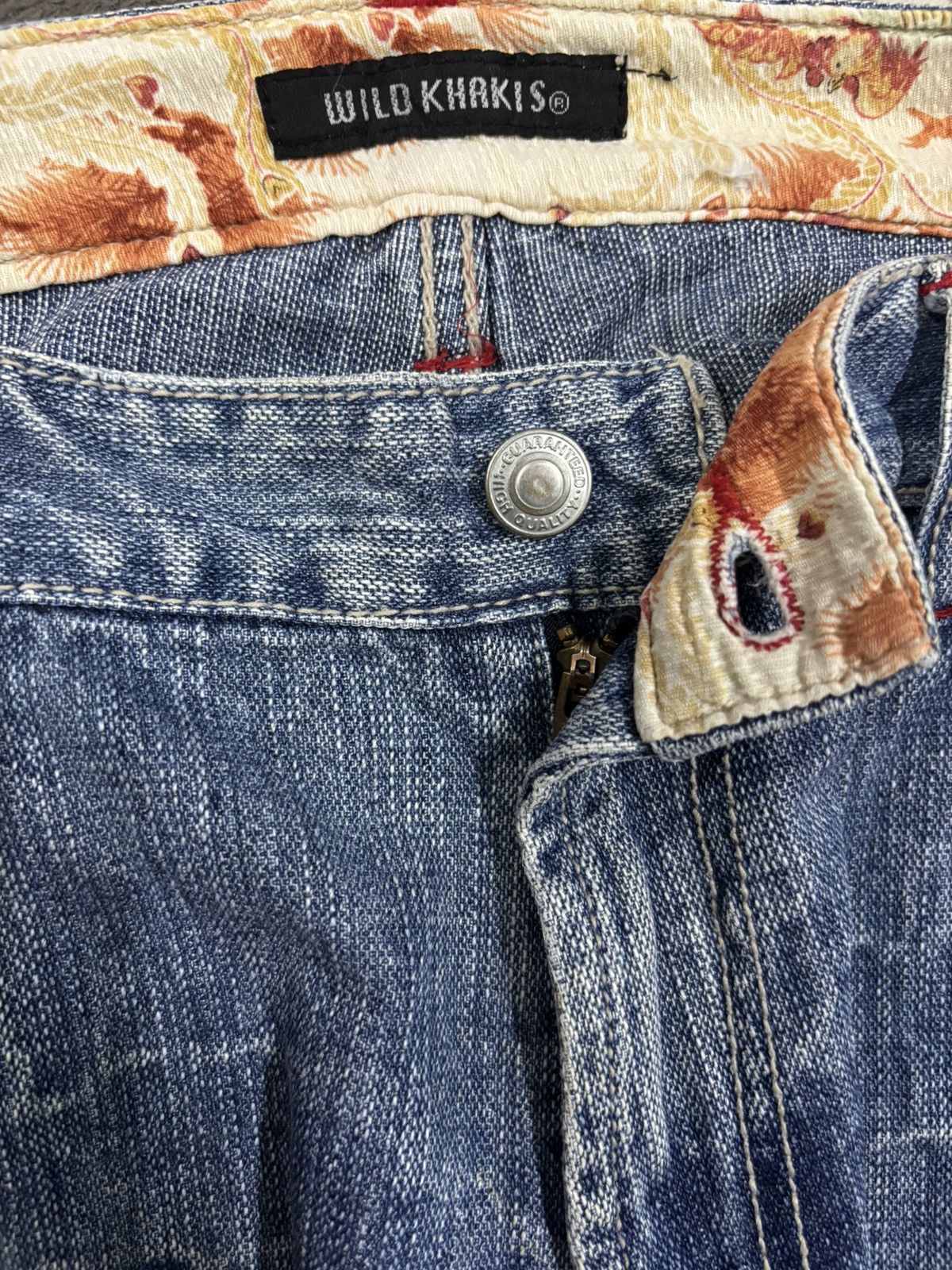Karakuri Tamashii Vintage Japanese Brand Floral Whisker Baggy Distressed Jeans Size US 33 - 17 Thumbnail