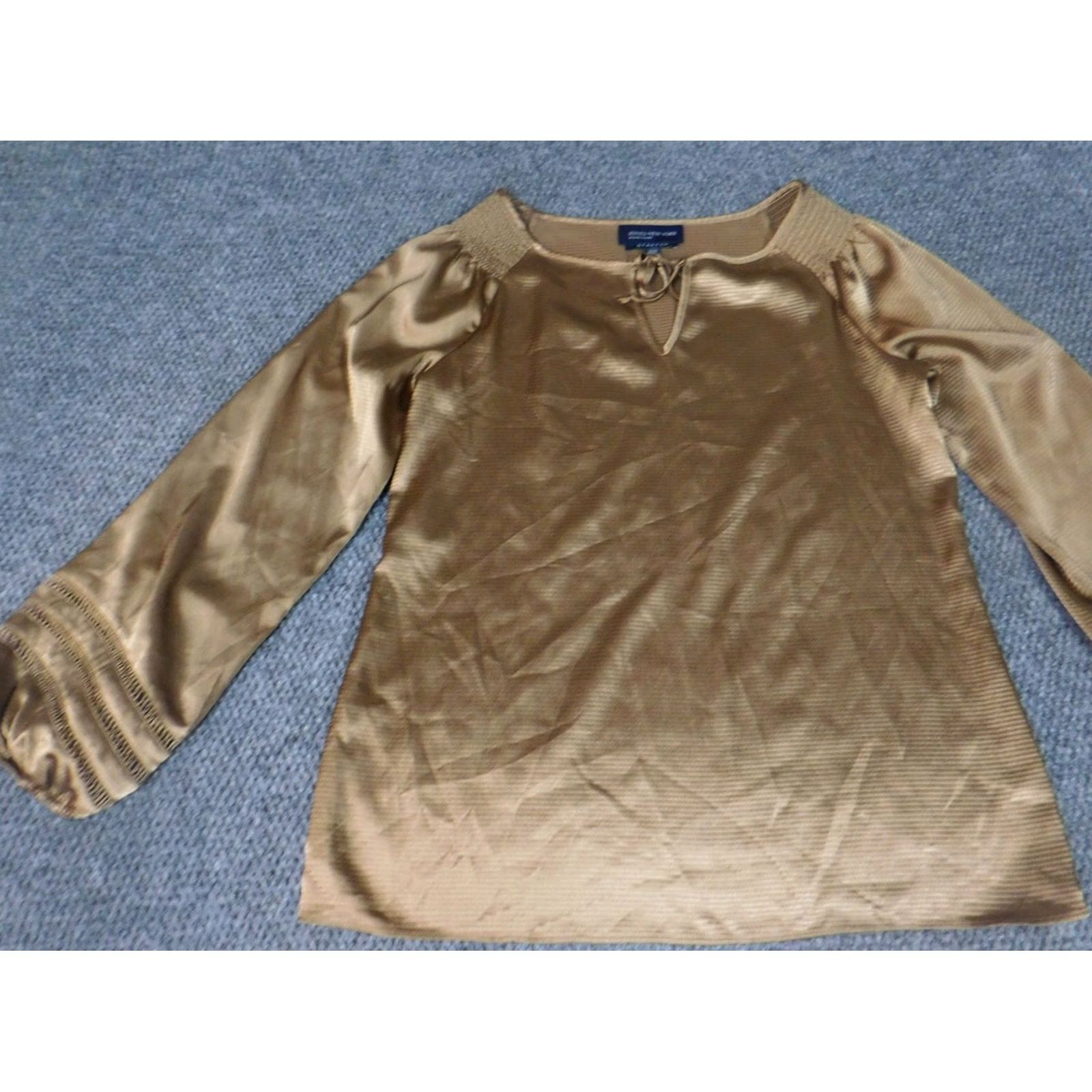 Jones New York Jones New York Blouse Top S Womens Gold Polyester Crew Neck Stretch Cap Sleeve Pullover Casual Size S / US 4 / IT 40 - 3 Thumbnail