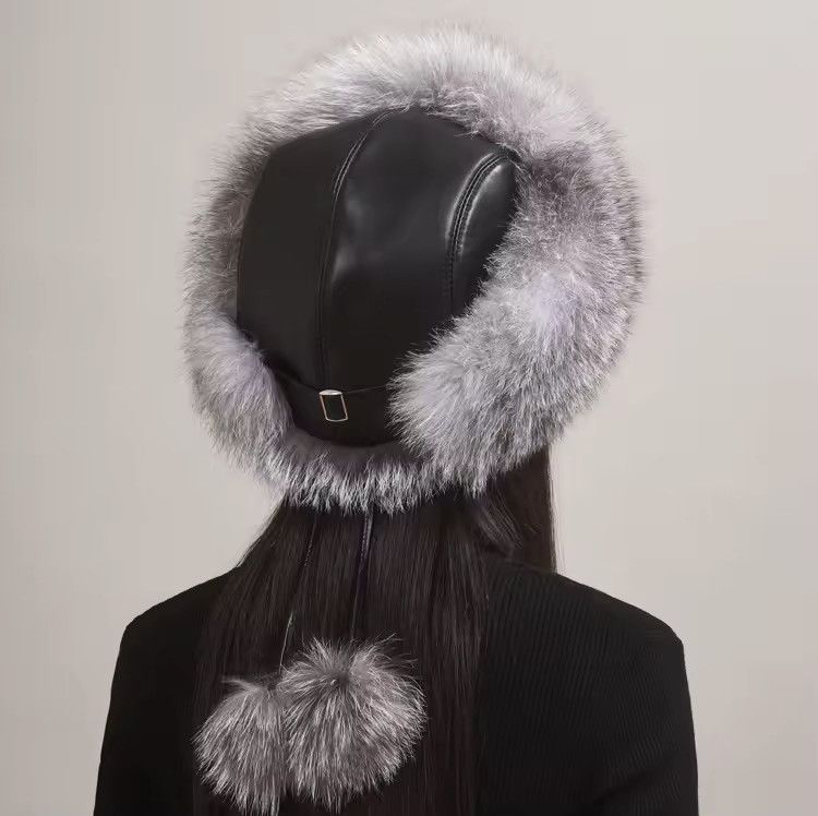 Japanese Brand Genuine Warm Ear Fox Fur Hat Unisex Size ONE SIZE - 1 Thumbnail