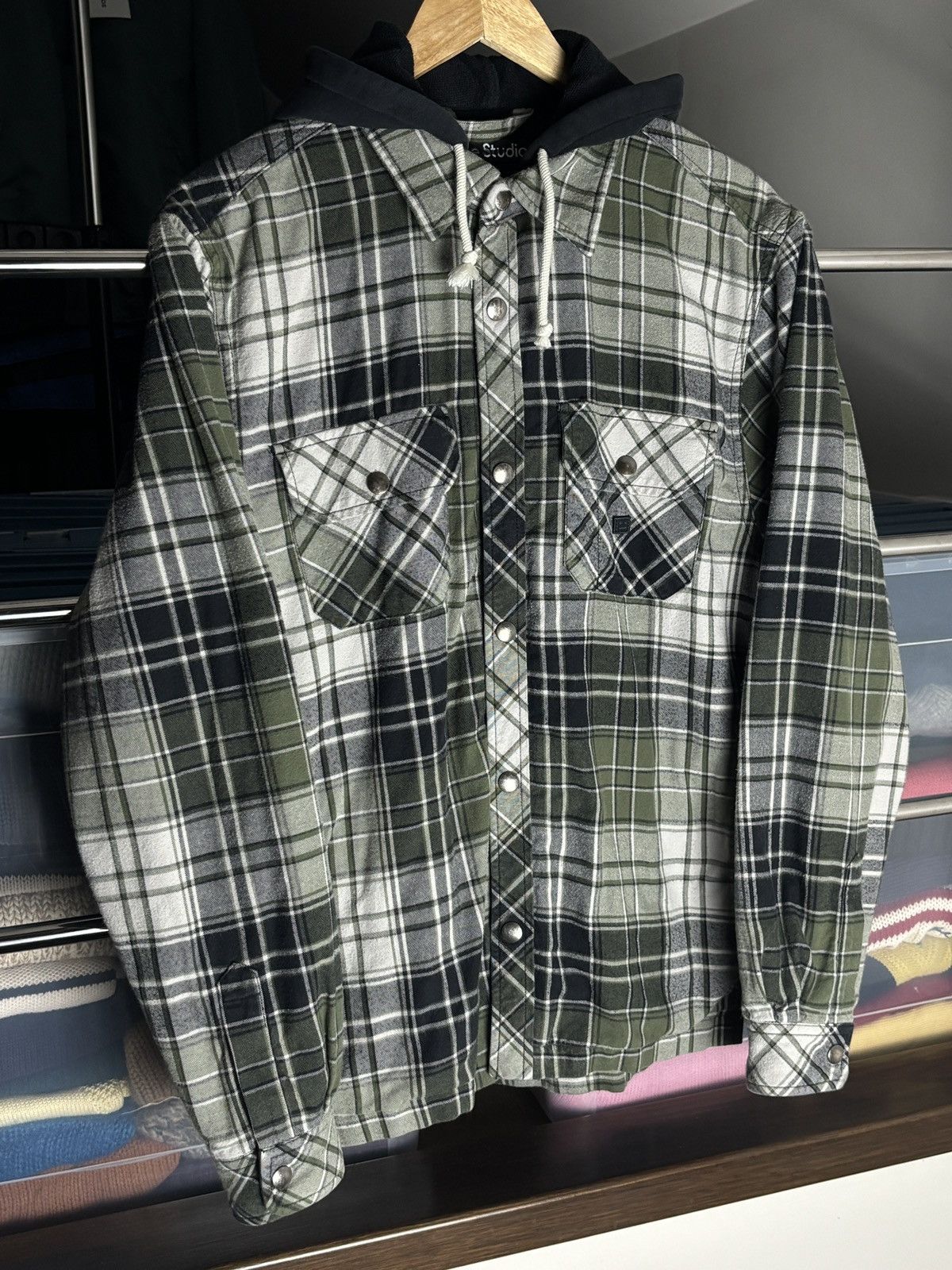 Acne Studios Acne Studios Oversized Checked Hooded Jacket Face Logo Size US XS / EU 42 / 0 - 2 Thumbnail