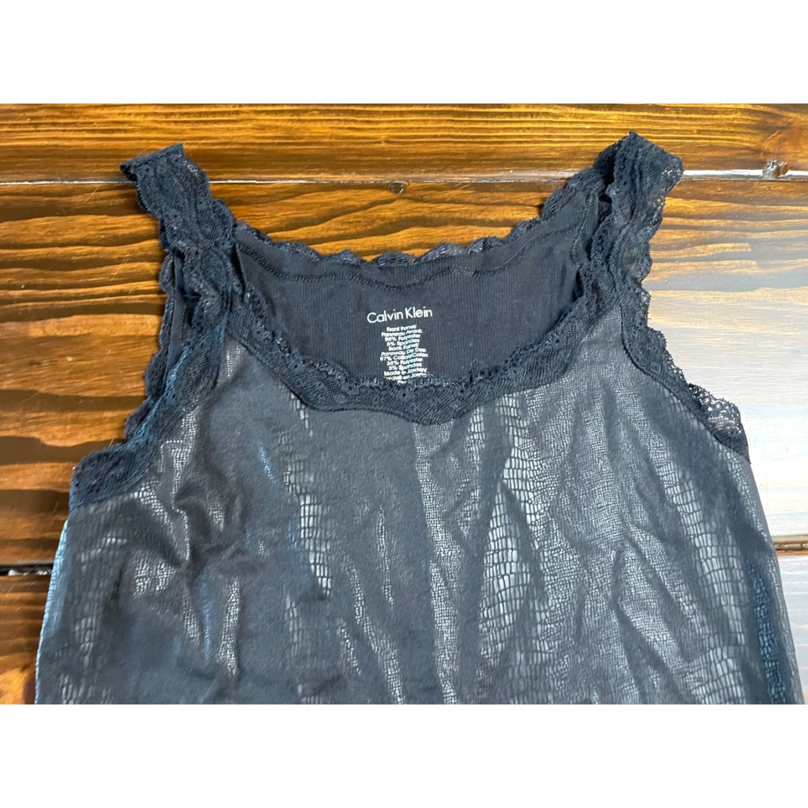 Calvin Klein Calvin Klein Tank Top Womens Small Black Lace Snakeskin Sleeveless Scoop Neck Casual Modern 90s? Size S / US 4 / IT 40 - 3 Thumbnail