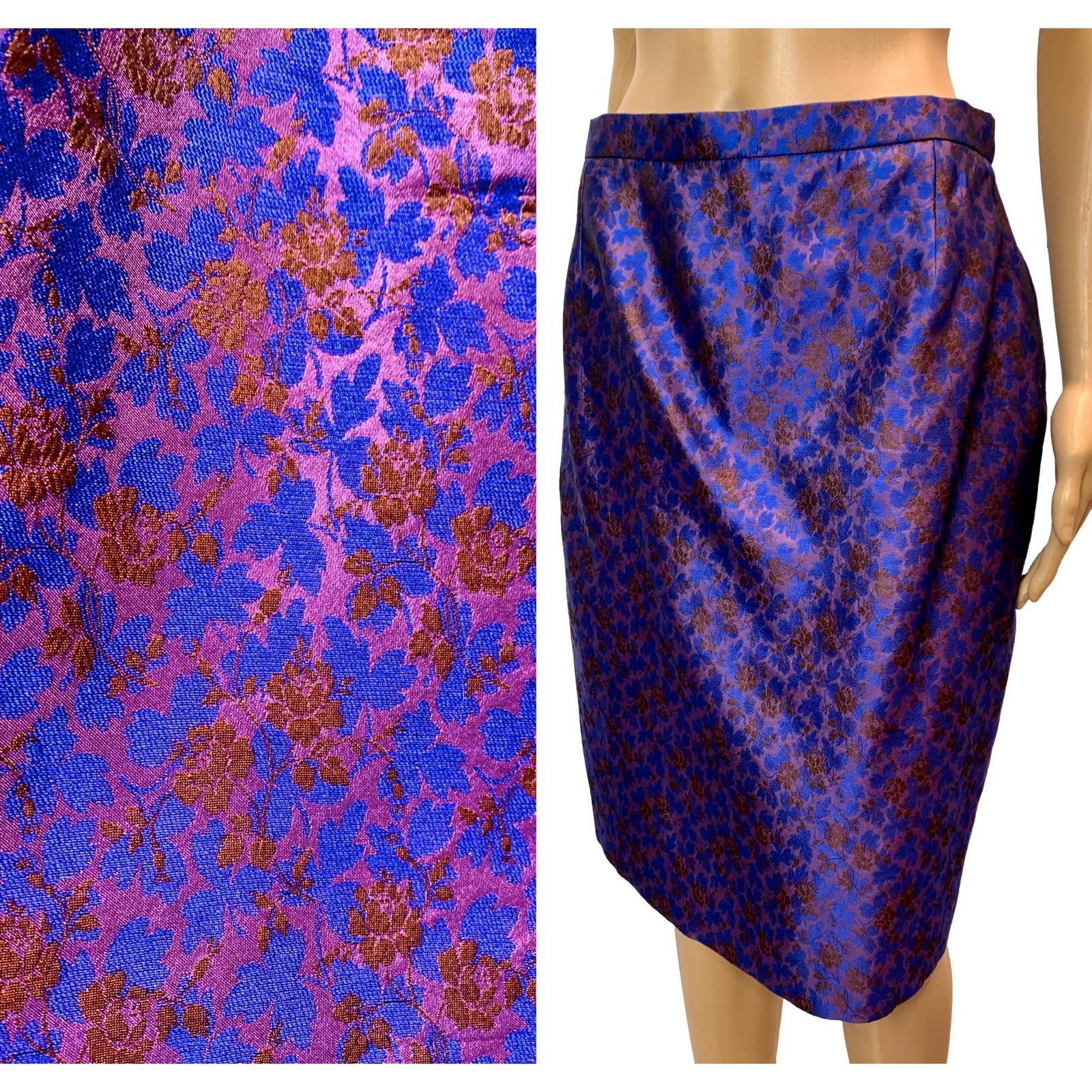 image of Vintage Christian Lacroix Silk Pencil Skirt | France 44 in Purple, Women's (Size 30)