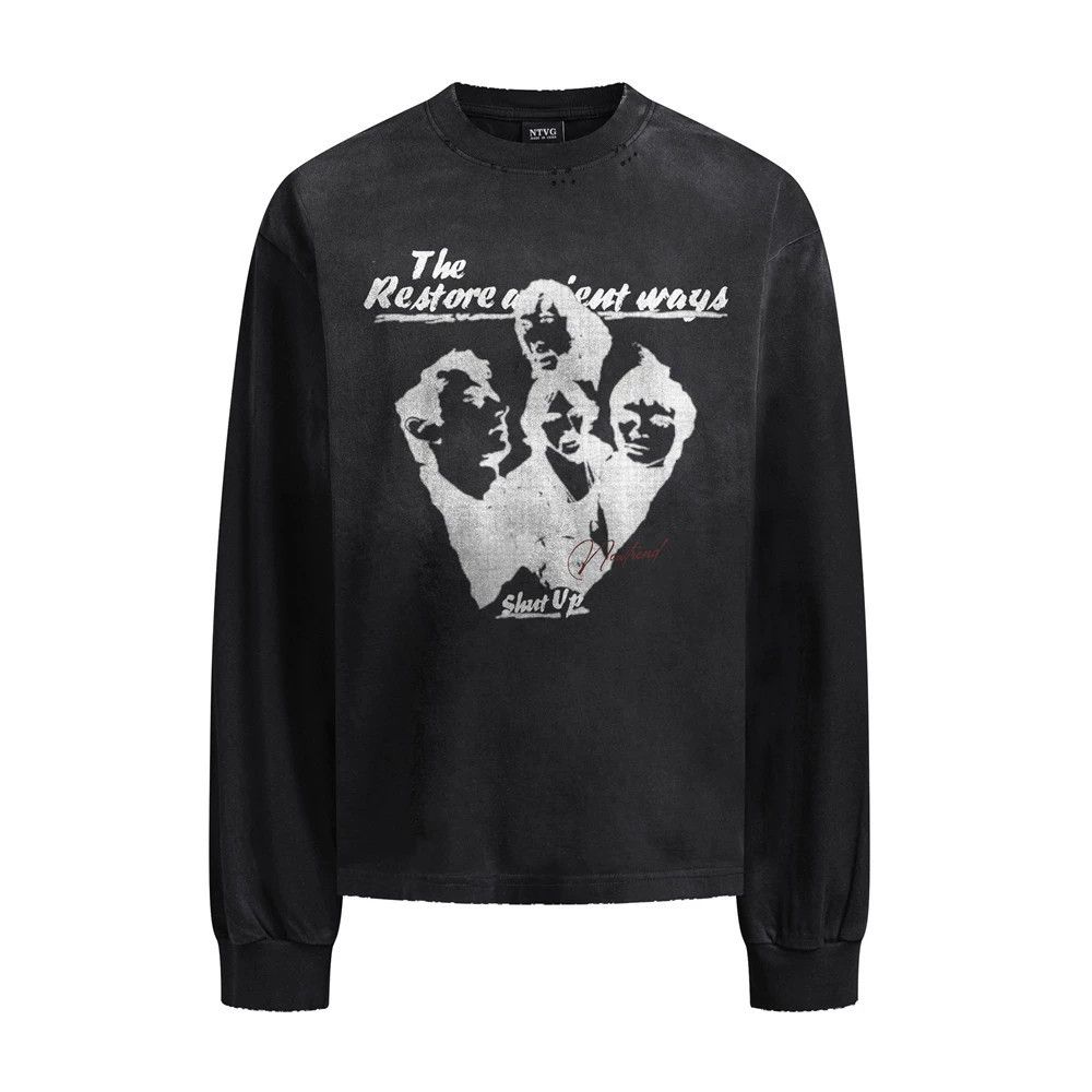 Vintage Men's retro American face print long-sleeved T-shirt y2k Size US M / EU 48-50 / 2 - 1 Thumbnail