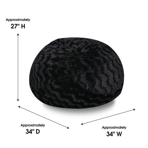 Designer × Homemade Faux Fur Bean Bag Chair, Black-3ft Cozy and Stretchable Fabr Size US L / EU 52-54 / 3 - 4 Thumbnail