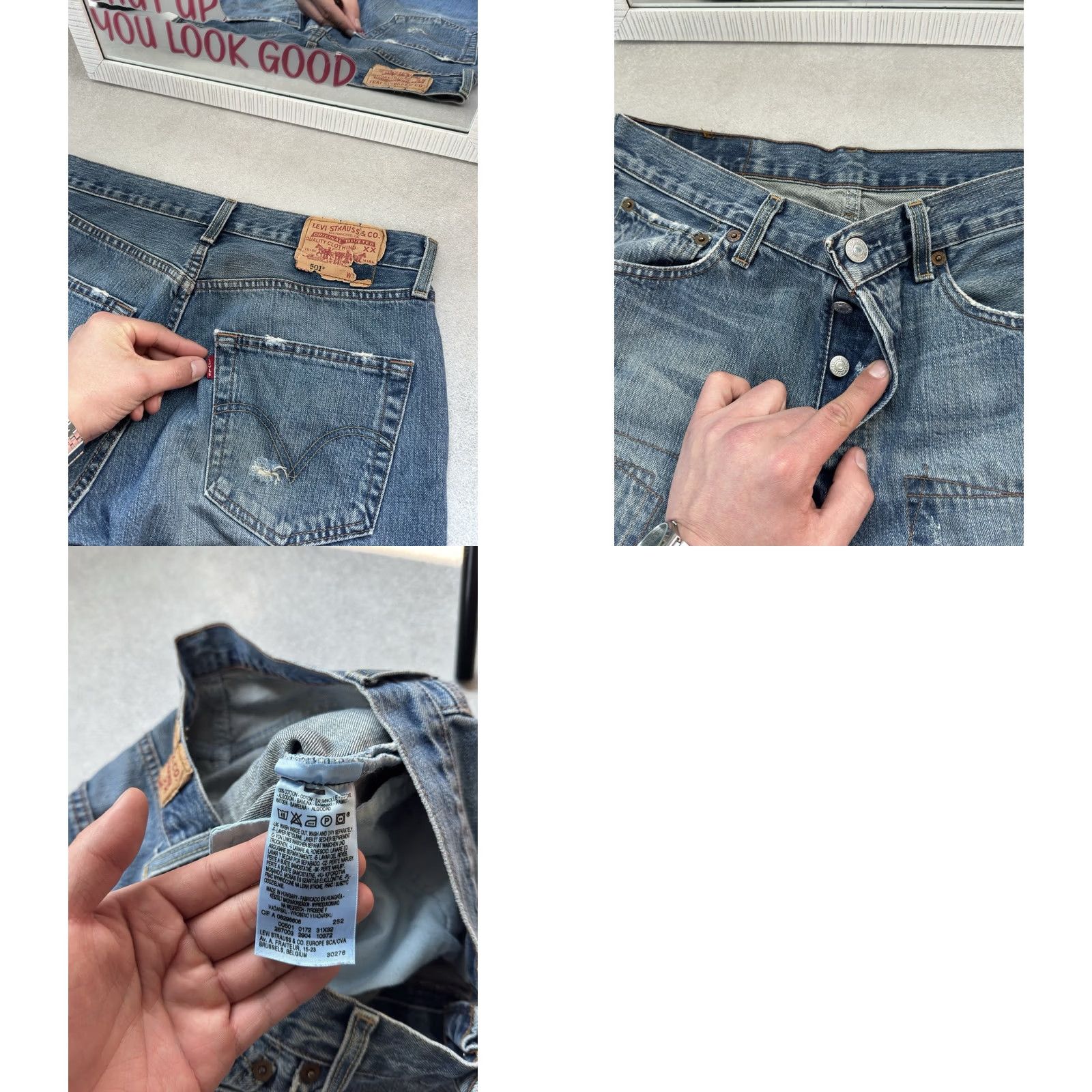 Levi's VINTAGE Levi's 501 Jeans Distressed Straight Men S 30 Blue Cotton 90s Streetwear Logo USA London Hip Hop City Luxury Casual Jeans Men Size US 29 - 8 Thumbnail