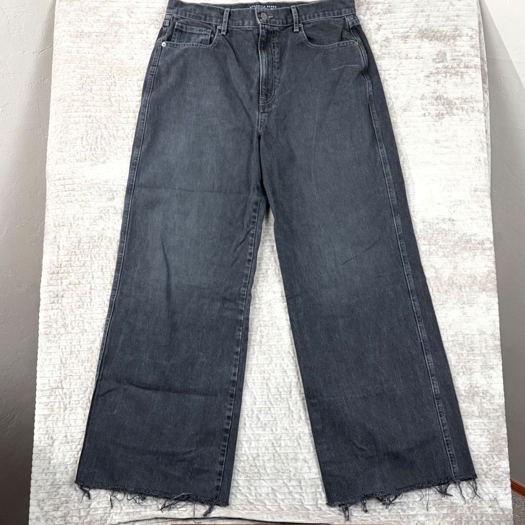 Veronica Beard VERONICA BEARD Jeans Womens 30 Black Taylor Relaxed Wide Leg High Rise Washed Size Size 30" / US 8 / IT 44 - 2 Thumbnail