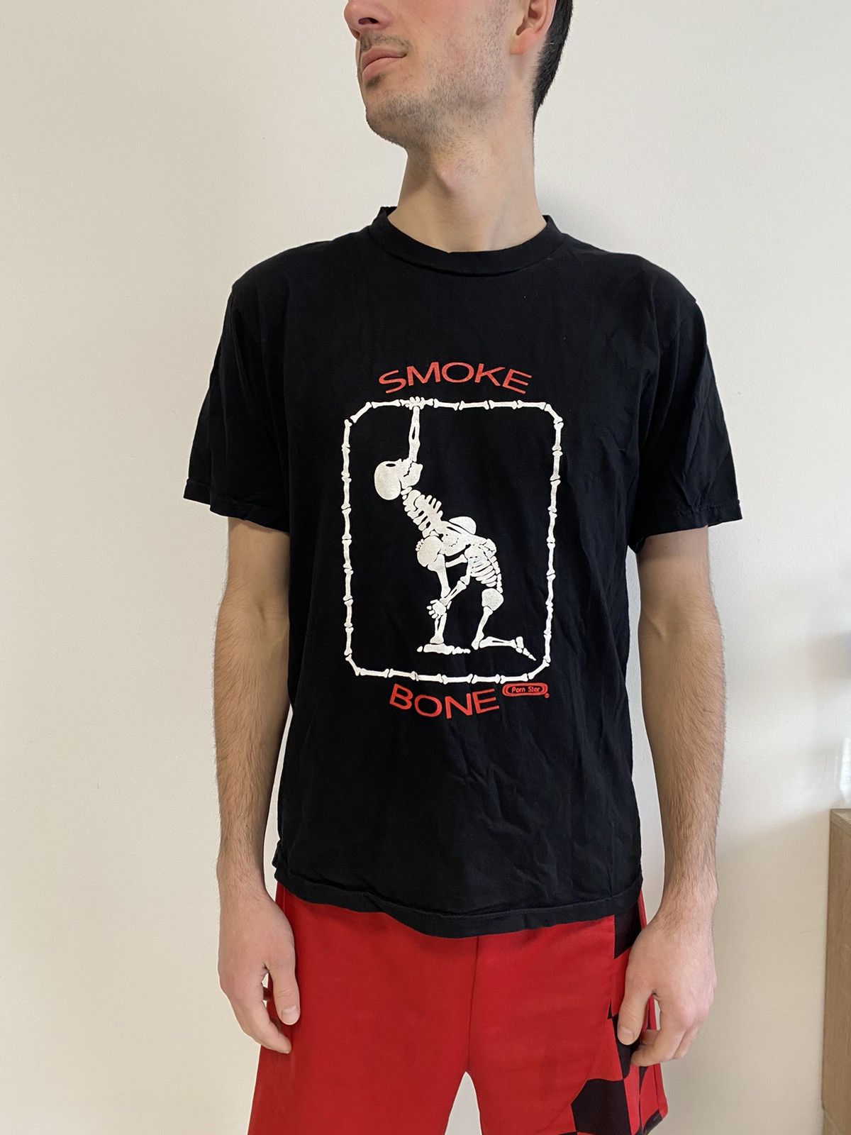 image of Band Tees x Made In USA Porn Star Smoke Bone Vintage 90's Sex T-Shirt Y2K in Black (Size Medium)